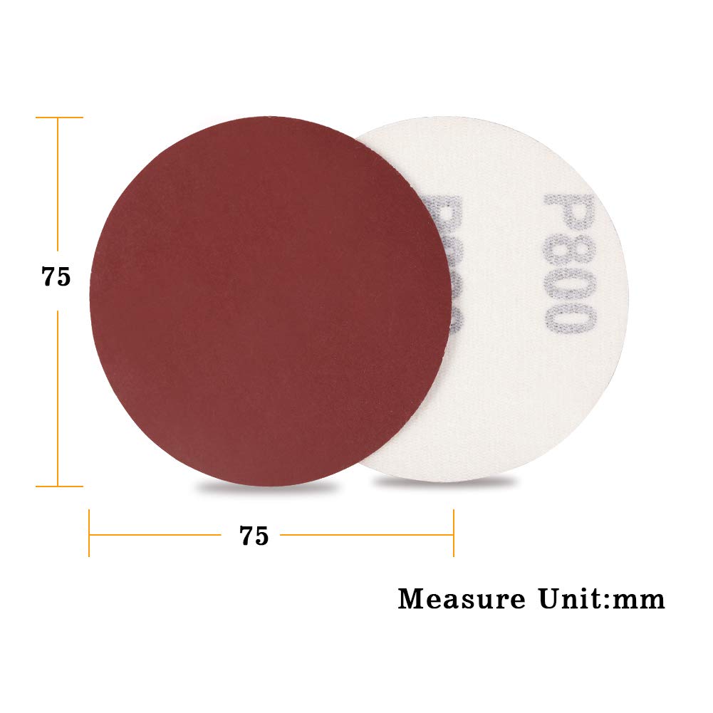 SPEEDWOX 100-Piece 3 Inch Hook and Loop Sanding Discs - 800 Grit Sandpaper for Wood, Metal & Plastic - Compatible with Drills, Grinders & Rotary Tools - No Hole Design - Perfect for Sanding, Polishing & Surface Preparation