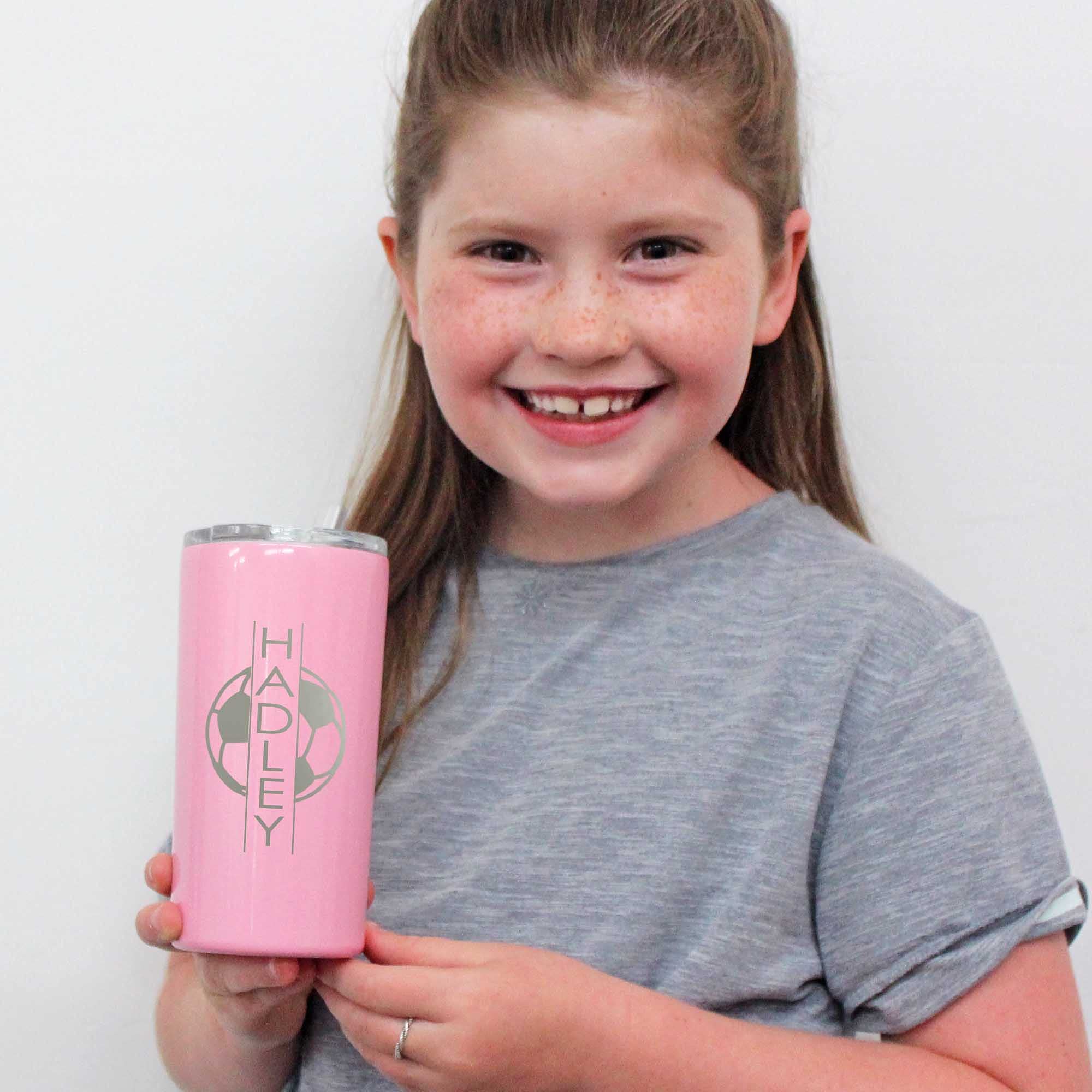 Custom Kids Tumbler 12oz - Personalized Monogram Unicorn Sports Gift for Girls & Boys - Birthday Party Favors