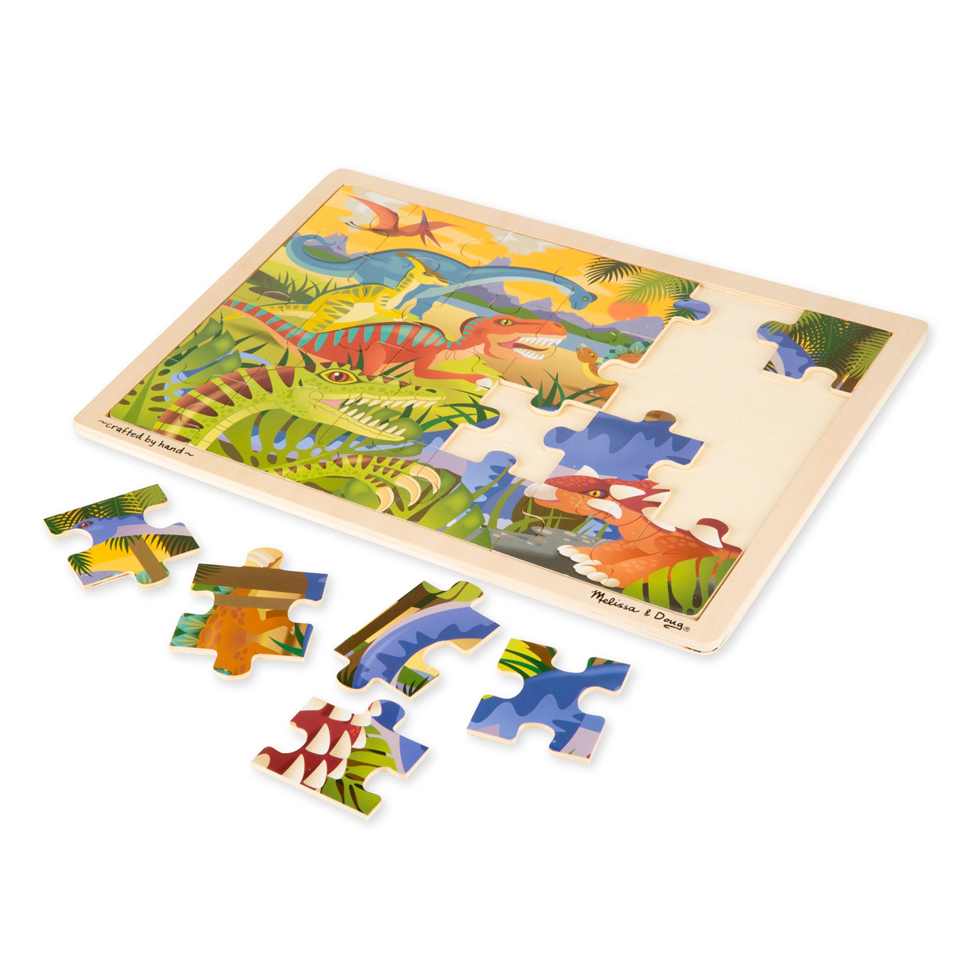 Dinosaur Wooden Jigsaw Puzzle - 24 Piece Educational Toy for Kids | Perfect for Birthday Gifts & Early Learning Activities