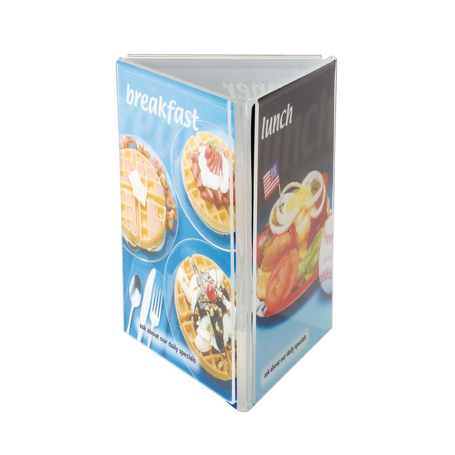 A6 Three-Sided Acrylic Menu Sign Holder - Portrait Style for Restaurants, Cafes, and Retail Stores