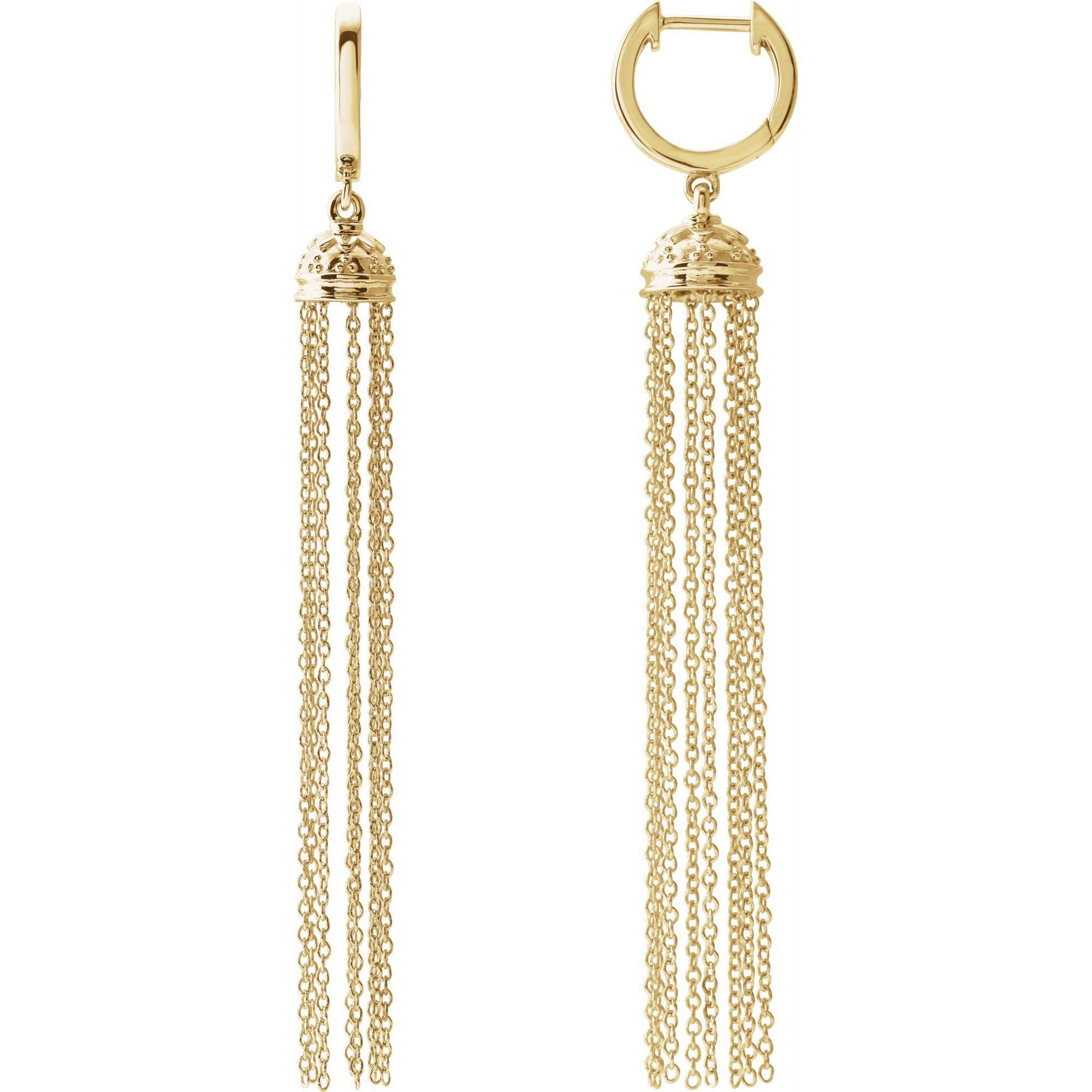 14K Yellow Gold 56mm Hinged Hoop Chain Earrings - Dazzling Statement Jewelry for Women | Perfect for Parties, Weddings & Everyday Elegance