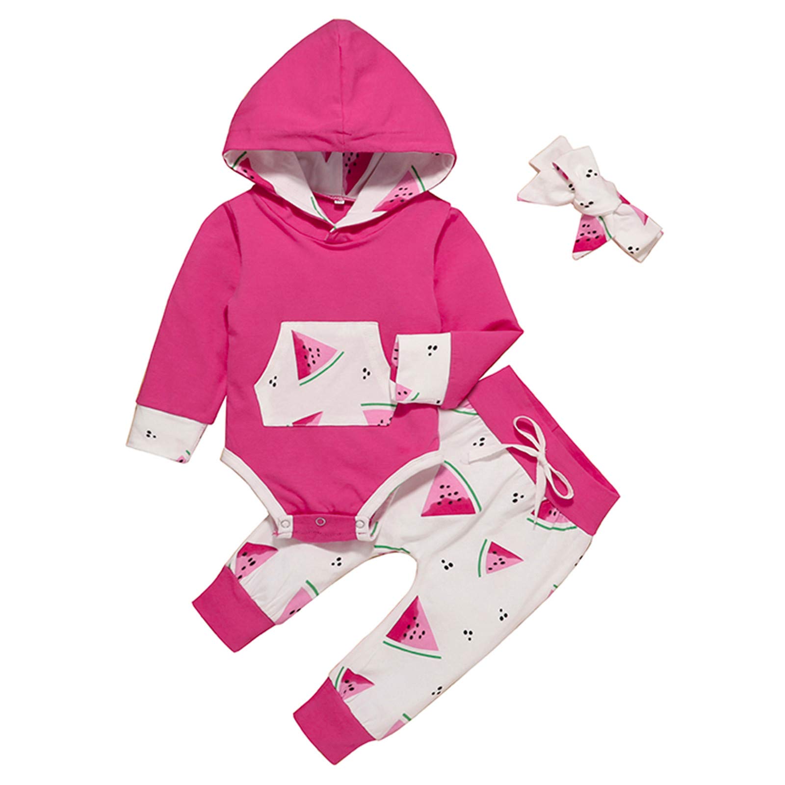 FORESTIME Newborn Baby Girl Outfit Set - Watermelon Print Romper, Pants & Headband - Cute Summer Tracksuit for Infants 0-24 Months | Perfect for Photoshoots, Birthday Parties & Daily Wear