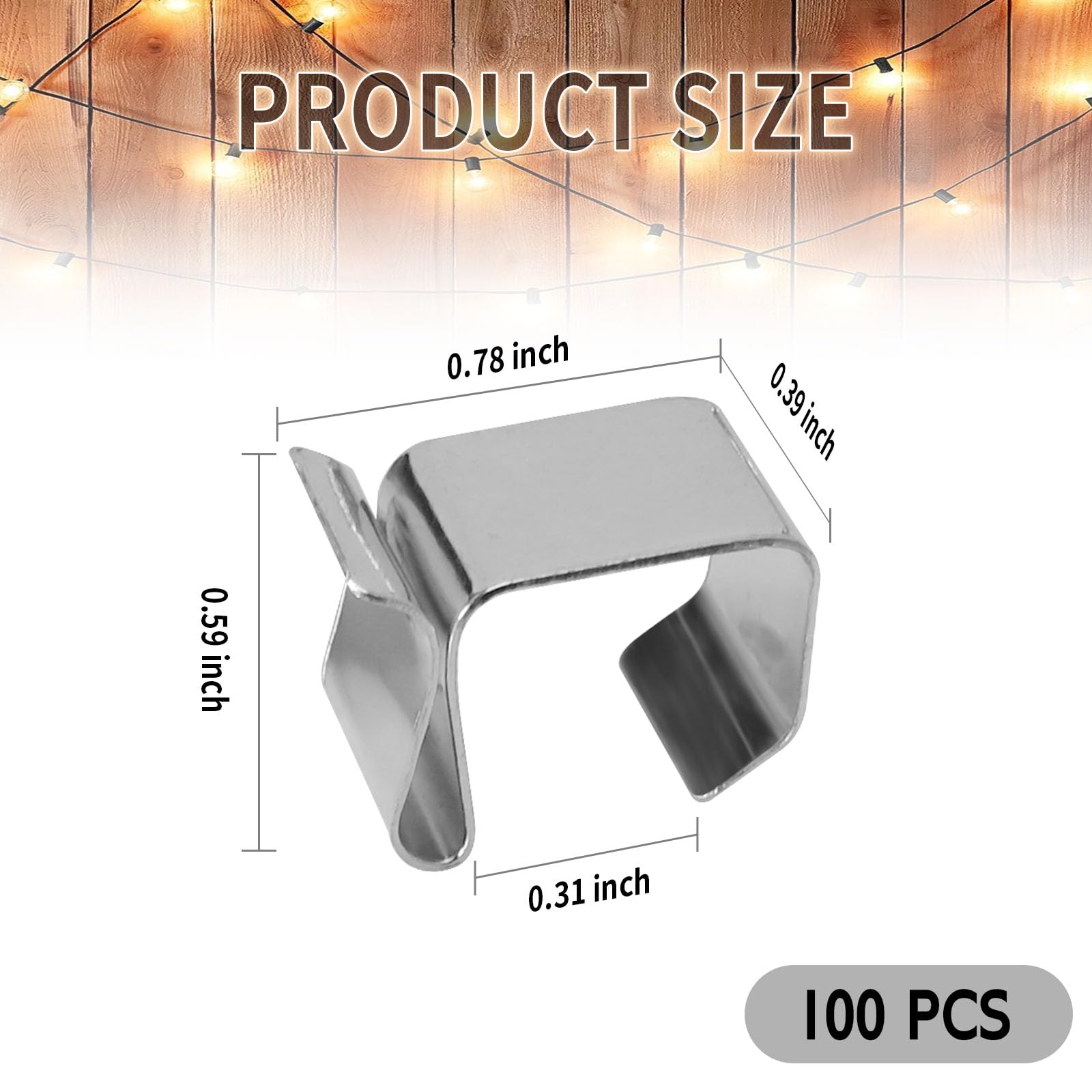 EATAKWARD 100 Pack 0.8 Inch Galvanized Weatherproof Outdoor Hooks - Heavy Duty Gutter & Roof Hangers for String Lights, Holiday Decorations, Kitchen, Bathroom & Garden Use (0.6'' Cable Hooks) - Perfect for Patio, Backyard, Wedding & Christmas Lighting