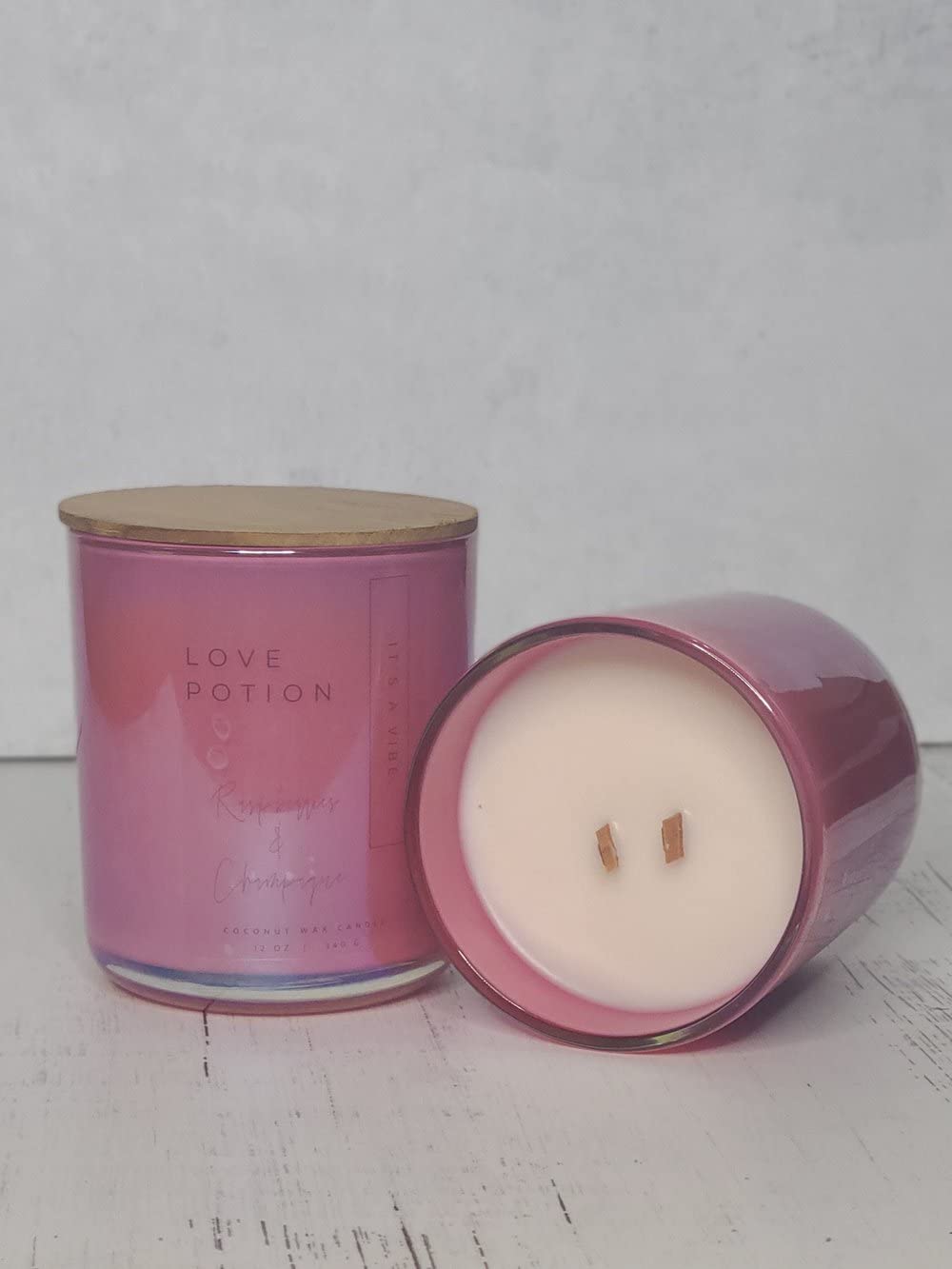 Luxury Scented Candles - Raspberries & Champagne Scent, 12oz Glass Jar with Crackling Wooden Wick, Handmade Aromatherapy Candle with Organic Coconut Apricot Wax | Perfect for Relaxation, Romantic Dinners & Spa Nights