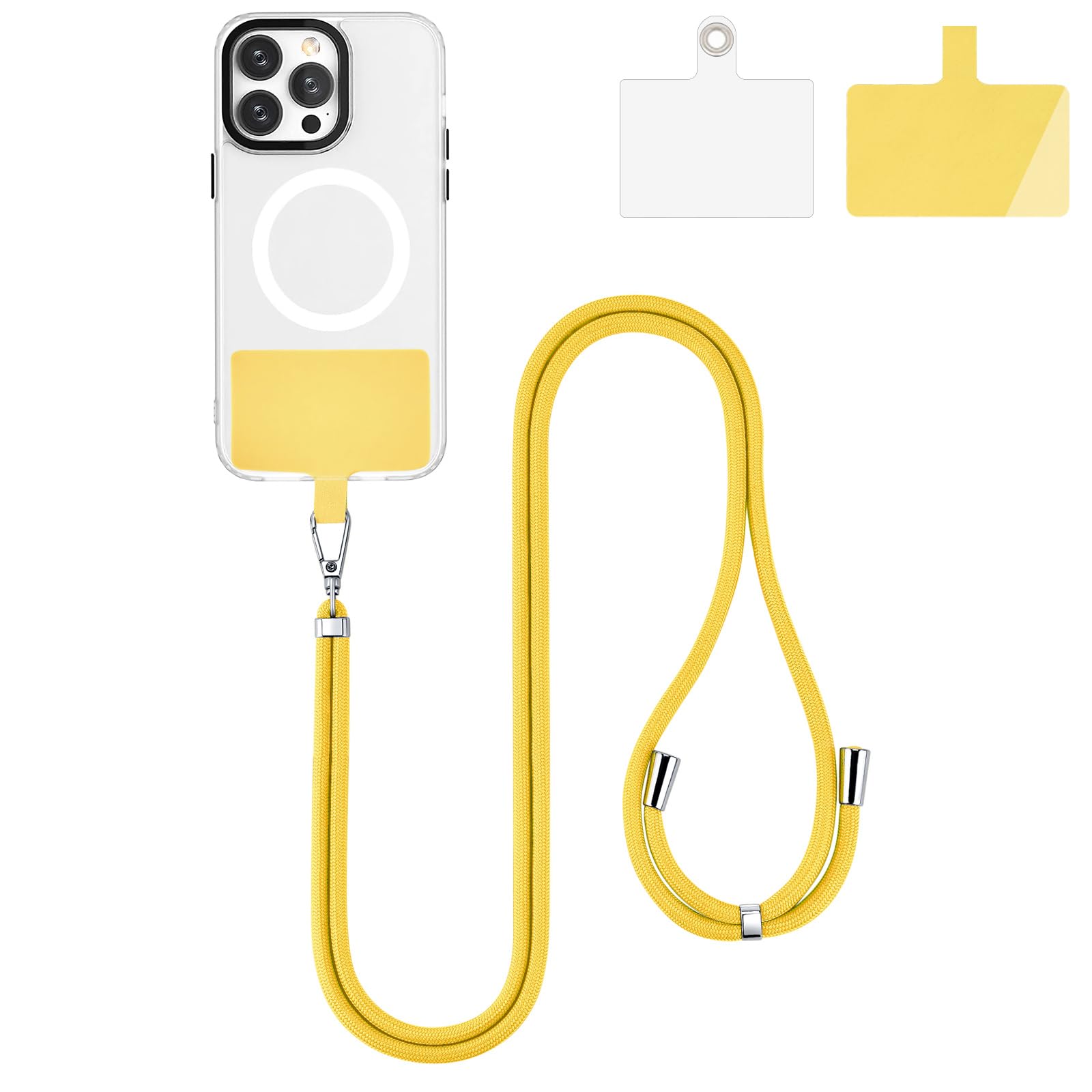 Adjustable Nylon Phone Lanyard for Smartphones - Yellow | Neck Strap for Work & Travel