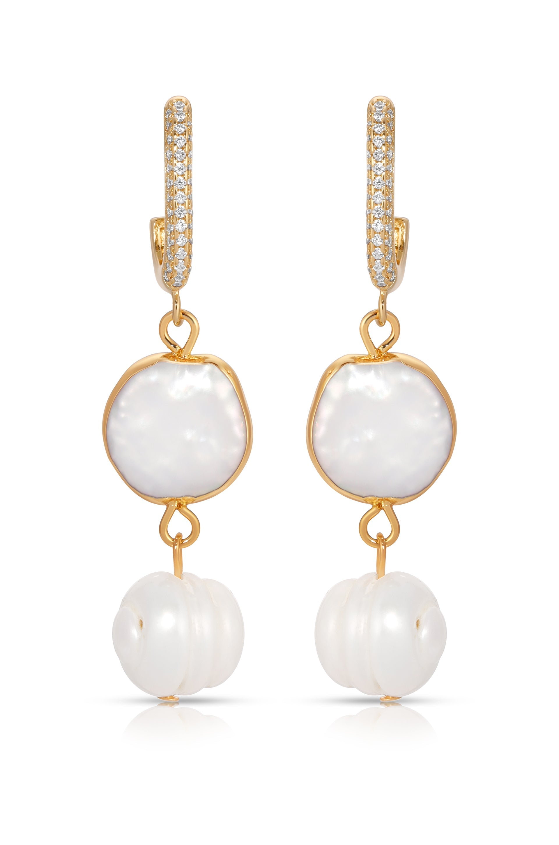 Dangling Freshwater Pearl Huggie Hoop Earrings for Women - Elegant Pearl Drop Earrings for Daily Wear & Special Occasions