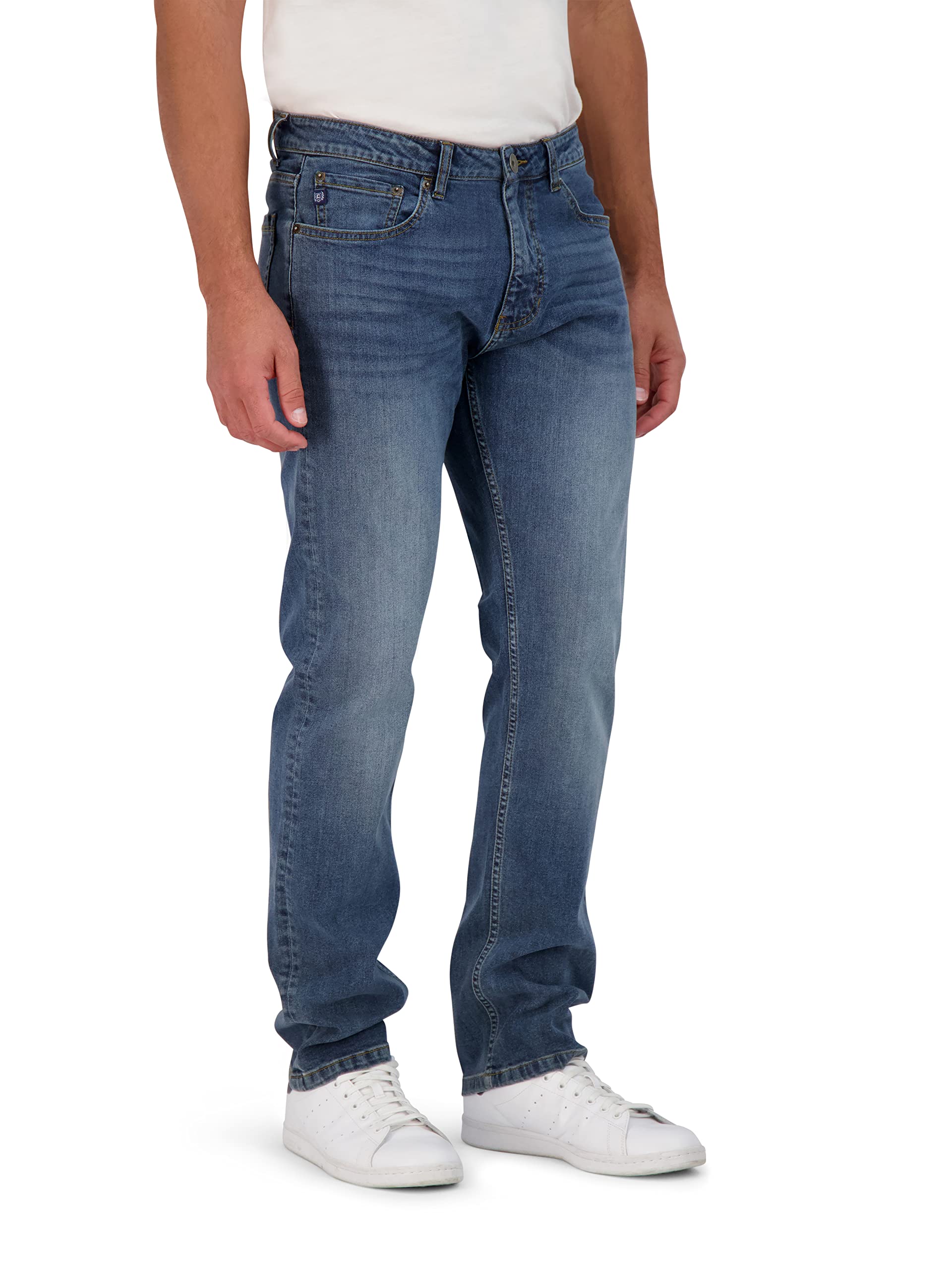 Chaps Men's Straight Leg Comfort Stretch Denim Jeans - Slim Fit Casual & Work Pants for Everyday Wear | Office, Weekend, and Outdoor Activities