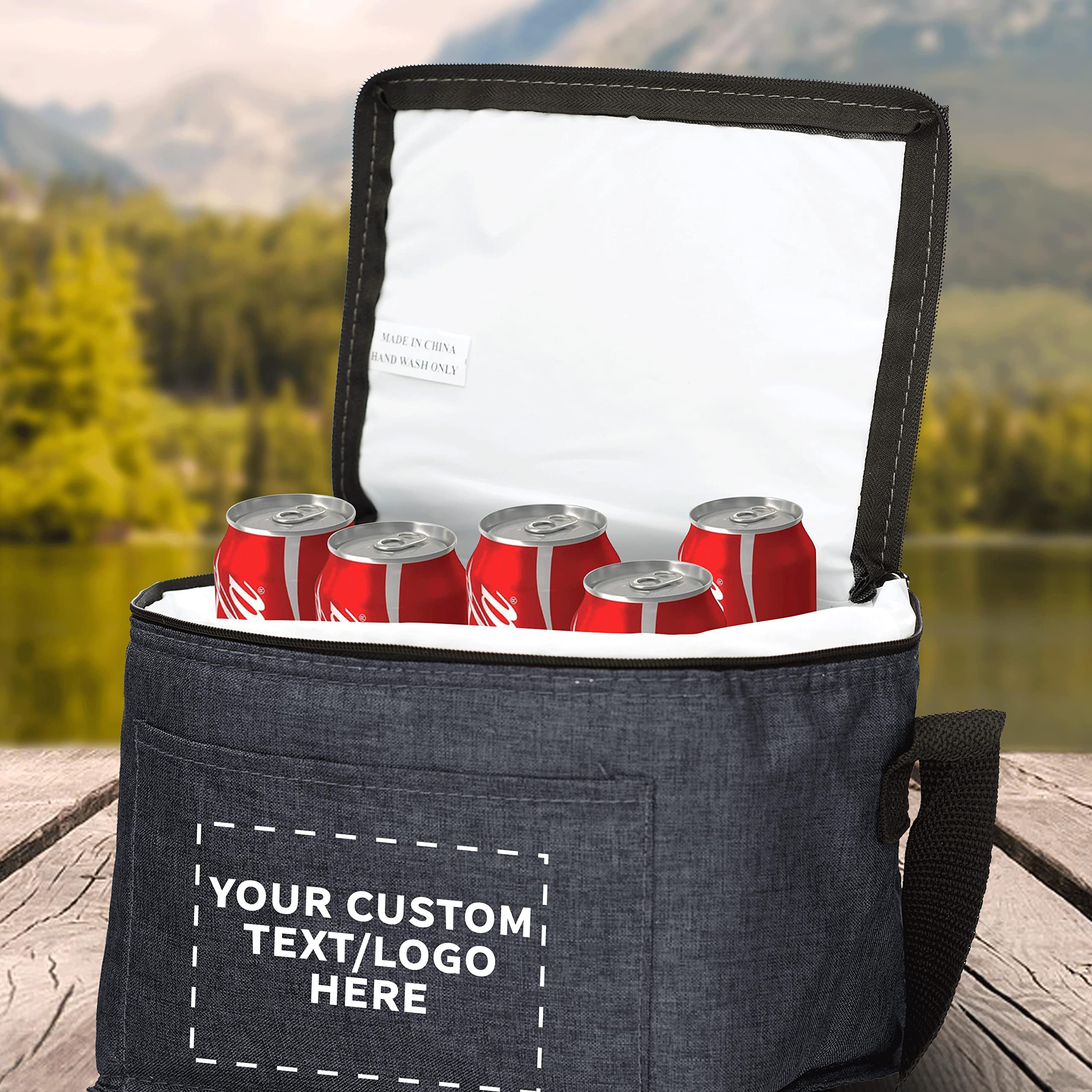 Custom Insulated Cooler Lunch Bag Set of 50 - Personalized Bulk Pack for Work, Travel & Outdoor Events - Black | Reusable Food Storage for Picnics, Camping & Office Lunches