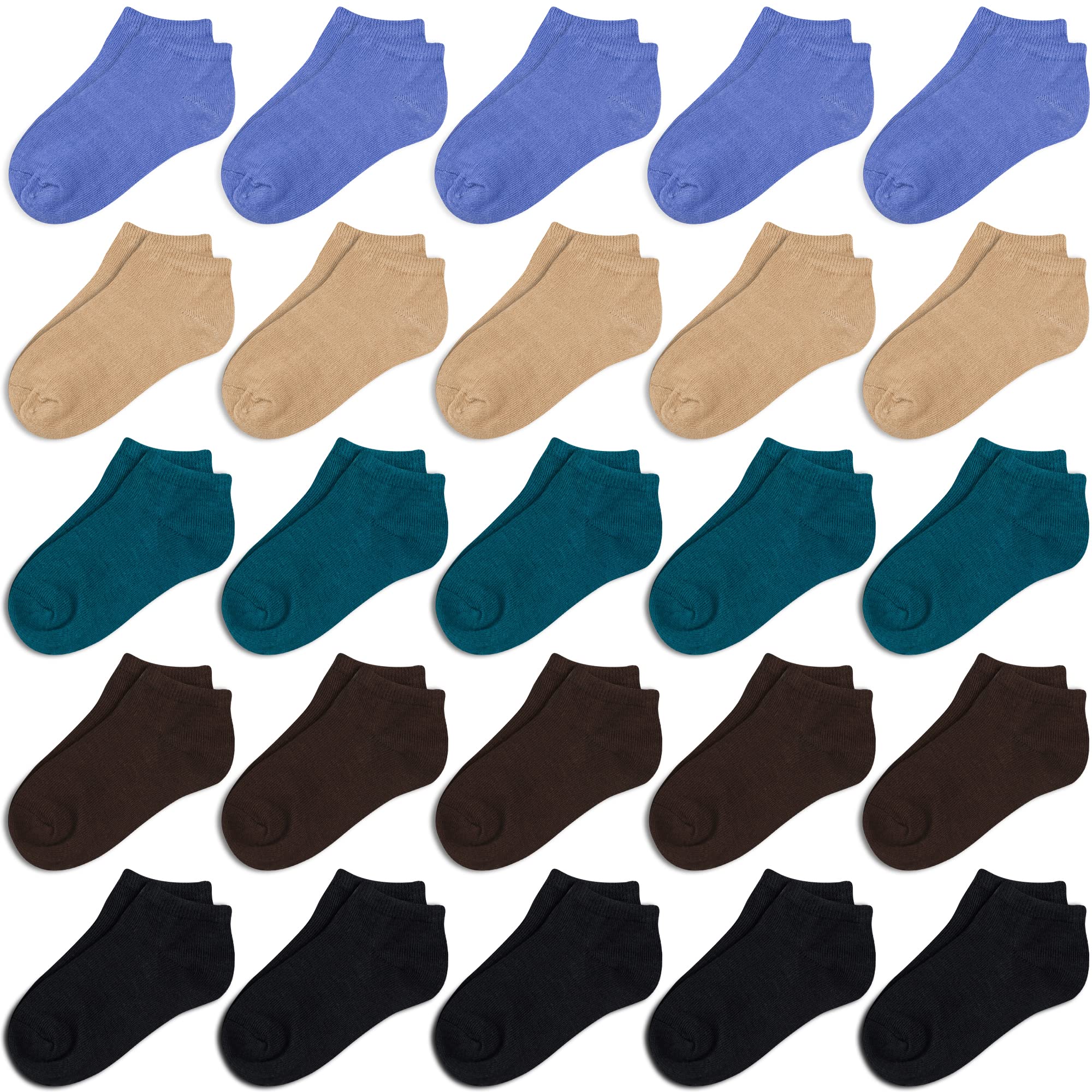 Duufin 25 Pairs Toddler Ankle Socks - Low Cut Half Cushion Baby Socks for Boys & Girls (1-5 Years) - Soft Breathable Cotton, Non-Slip Grip - Perfect for School, Play & Everyday Comfort