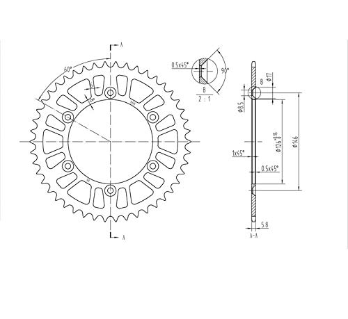 BikeMaster Rear Steel 46 Tooth Sprocket for Suzuki DR350 1990-1993 - Durable Motorcycle Replacement Part for Off-Road & Trail Riding