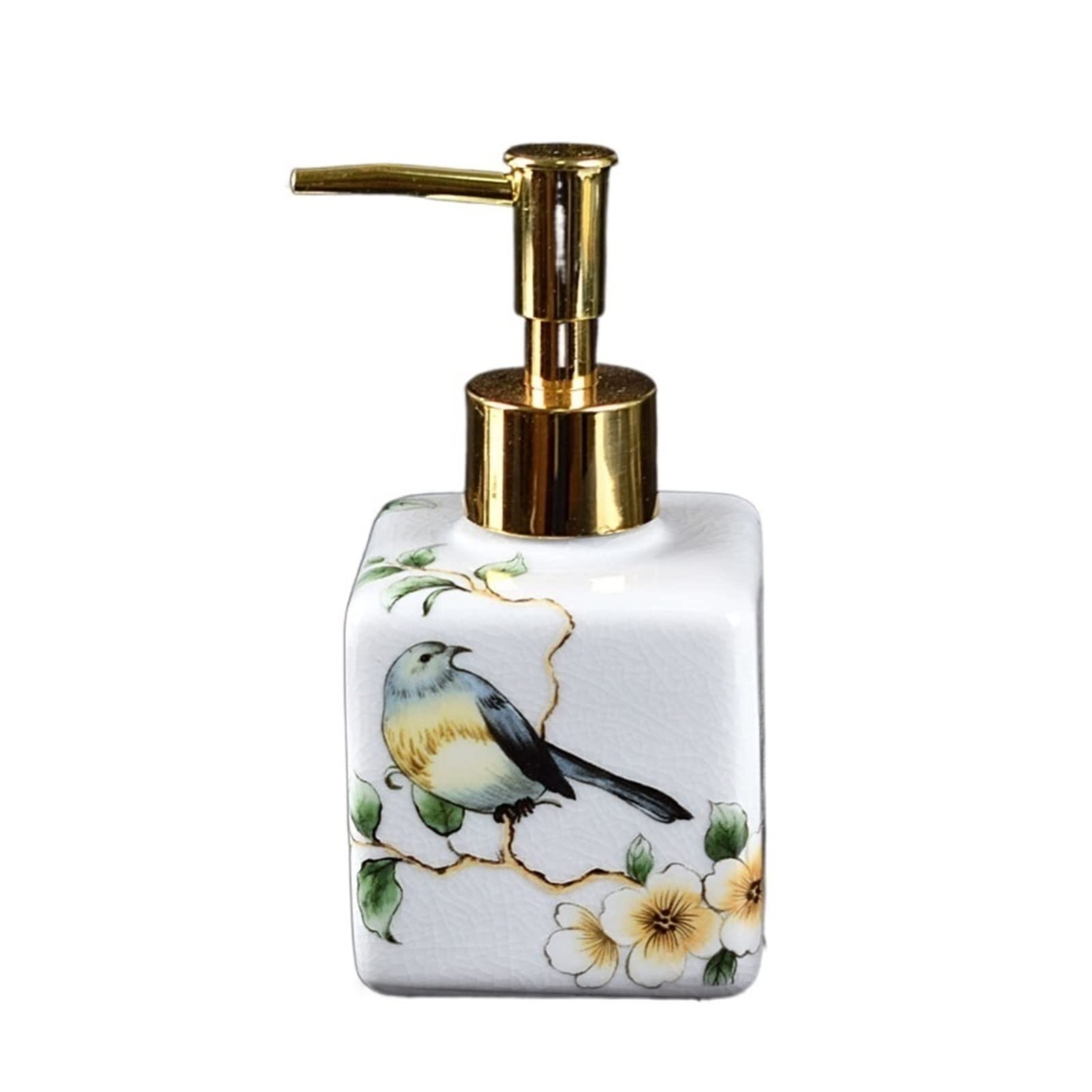 Automatic Soap Dispenser - Chinese Painted Ceramic Foam Soap Dispenser with Floral Design for Bathroom & Kitchen | 200ml Capacity (7x14cm) | Perfect for Home, Hotel, and Restaurant Decor