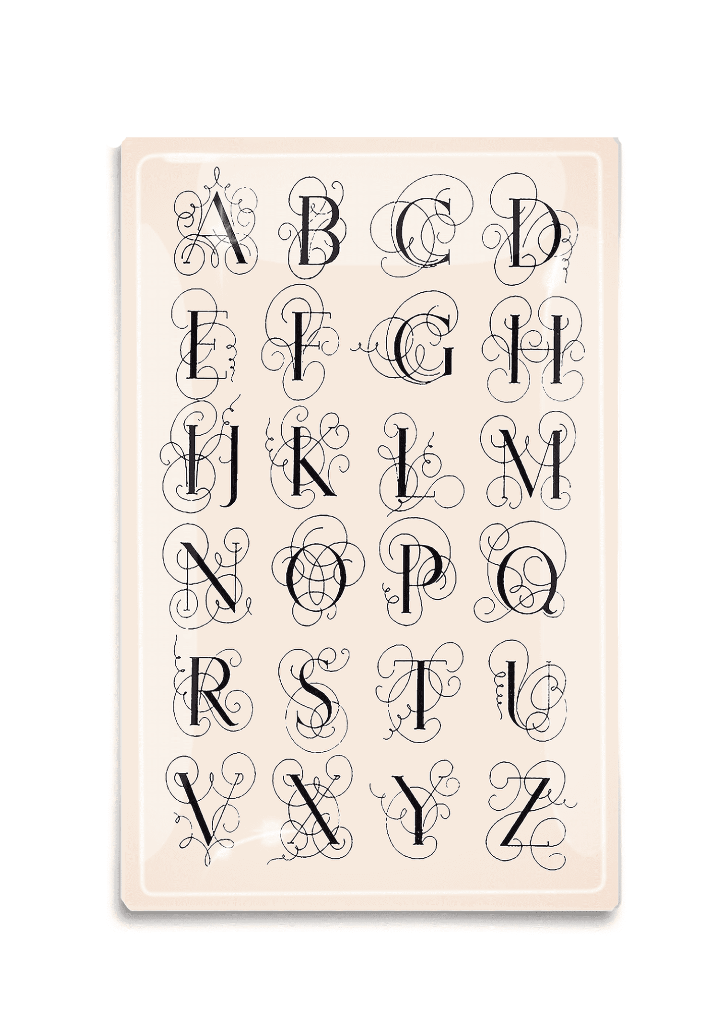 Elegant Alphabet Calligraphy Decoupage Glass Tray - Perfect for Home Decor, Wedding Centerpieces & Gift Wrapping Accessories