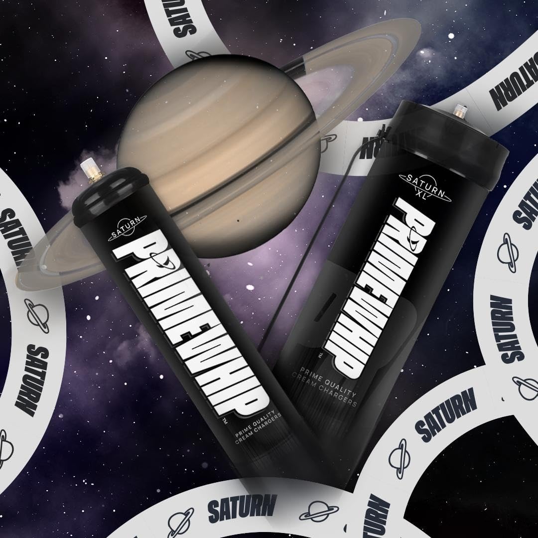 Prime Whip Saturn XL 2000G Ultra Pure Whipped Cream Charger - 99.95% Food Grade Nitrous Oxide Canisters (2 Pack) for Professional Desserts, Coffee Toppings & Cocktail Mixing