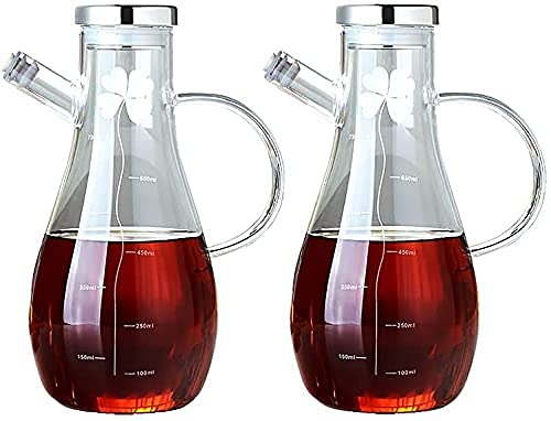 Premium Glass Olive Oil Dispenser Bottle - 750ml Oil & Vinegar Cruet Set with Pouring Spout - Modern Kitchen Essential for Cooking, Salad Dressing & BBQ - Soy Sauce Container & Cooking Oil Bottle
