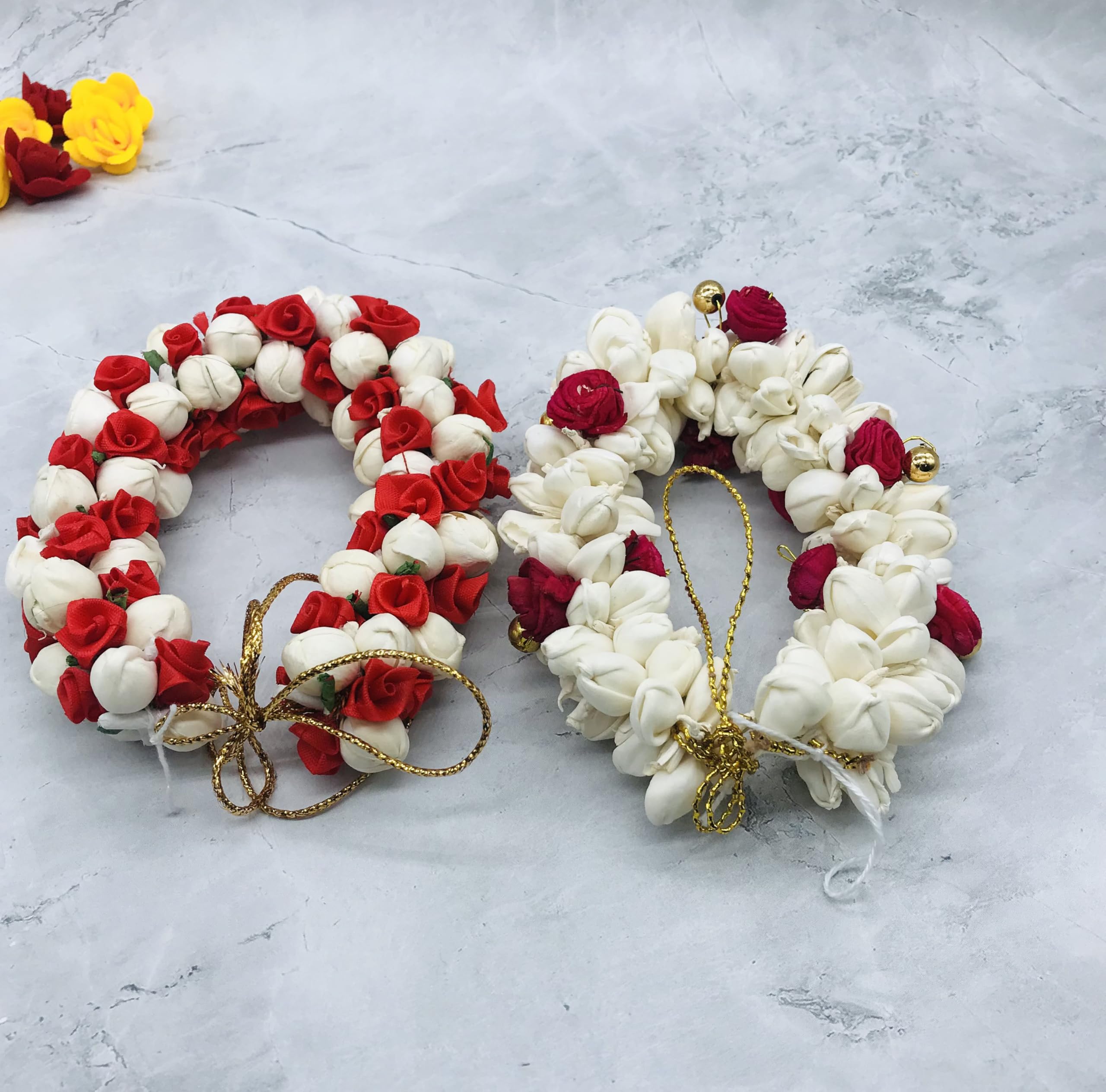 Arooman™ Mogra Gajra Hair Accessories for Girls - 2 Pack Red Floral Hair Styling Jewelry (M12190966) - Perfect for Weddings, Parties & Traditional Indian Outfits