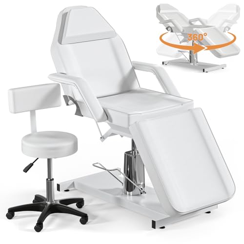 White & Stool With Backrest
