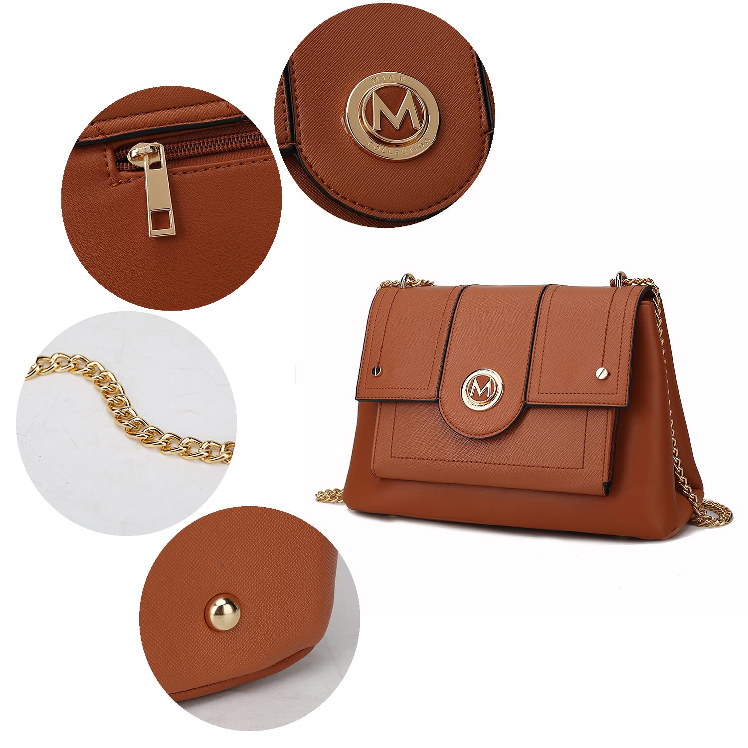 MKF Women's Crossbody Bag - Stylish PU Leather Shoulder Purse with Multiple Pockets, Fashionable Messenger Handbag for Daily Use, Work & Travel Accessories