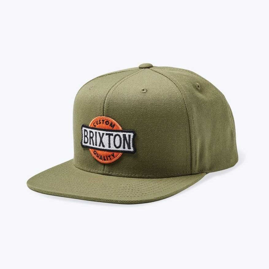BRIXTON Wendall MP Snapback Hat - Olive Green Adjustable Baseball Cap for Men & Women | Perfect for Outdoor Sports, Casual Wear, and Street Fashion