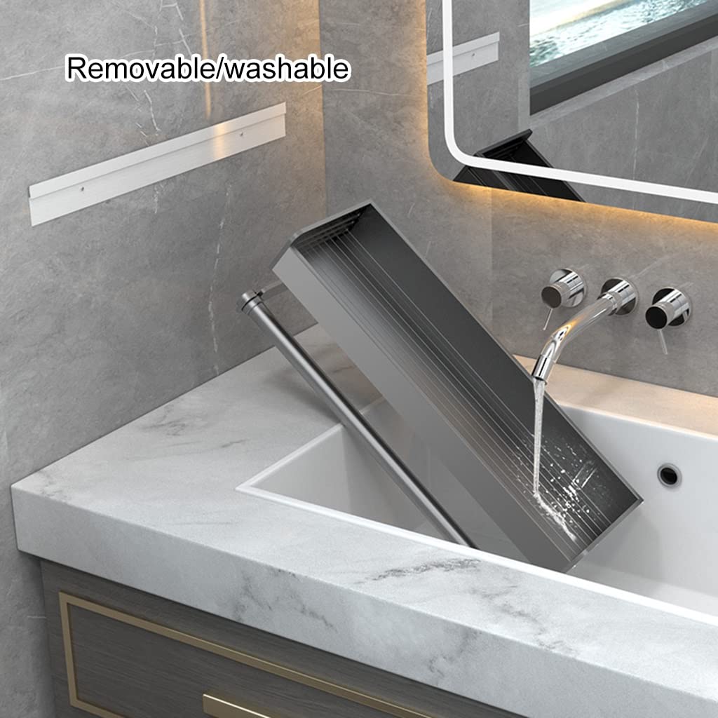 Rustproof Aluminum Alloy Bathroom Shelf Organizer with Hooks & Towel Rack - 30cm Shower Caddy for Toiletries, Cosmetics Storage (Gray) | Perfect for Small Bathrooms, Apartment Showers & Spa-Like Organization