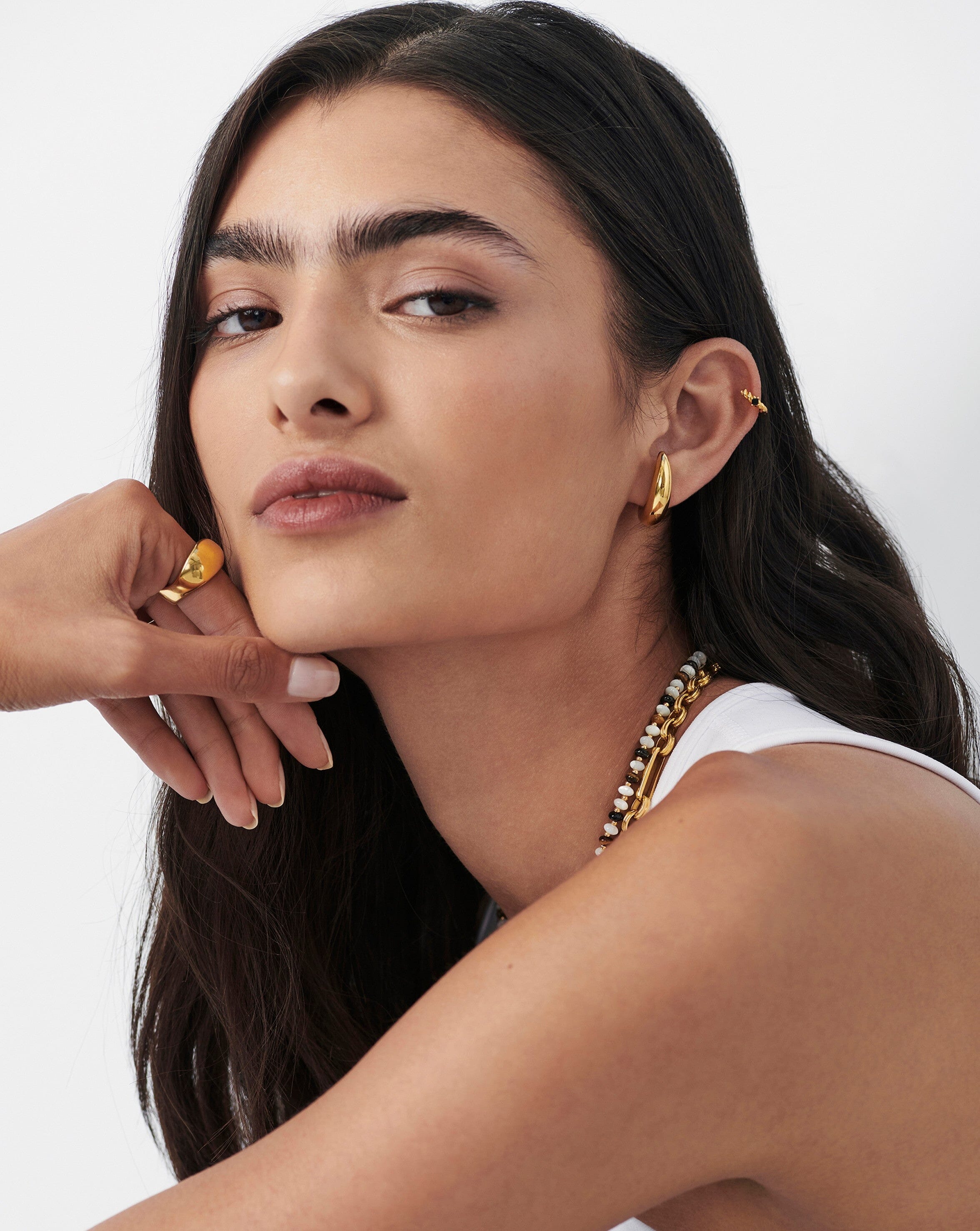 Savi Dome Cuff Earrings for Women - Trendy Gold Hoop Earrings for Cartilage & Helix Piercing - Perfect for Parties, Weddings & Everyday Wear