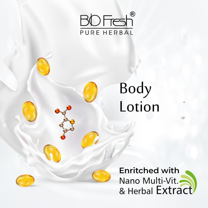 BIOFRESH HERBALS Almond & Honey 24-Hour Moisturizing Body Lotion - Lightweight, Non-Greasy Winter Skin Care Cream for Dry & Sensitive Skin (300ml) - Perfect for Daily Hydration & Nighttime Nourishment