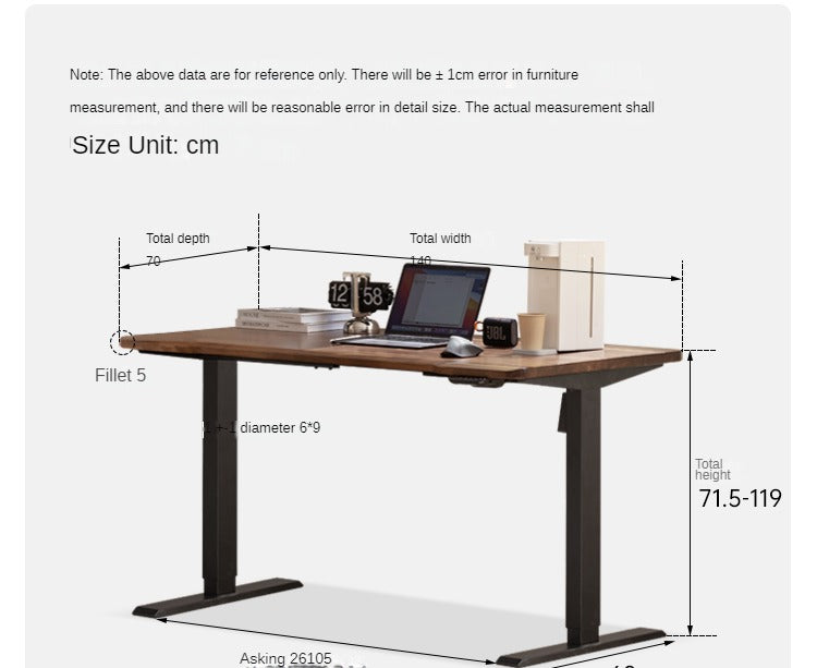 Black Walnut Solid Wood Electric Standing Desk - Adjustable Height Office Desk for Home & Workspace - Perfect for Remote Work, Gaming, and Ergonomic Comfort