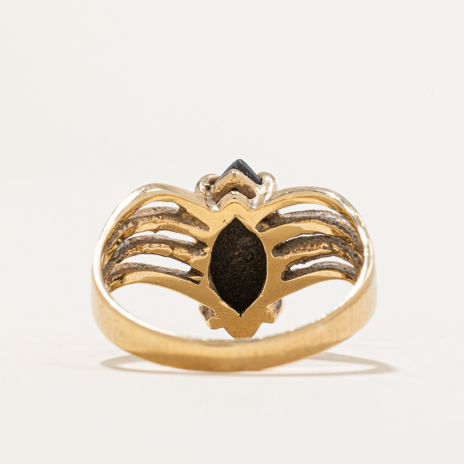 Hematite Chevron Ring for Women - 2.62ct Genuine Stone - Size 8.75 - Elegant Gothic Jewelry for Everyday Wear, Date Night & Special Occasions