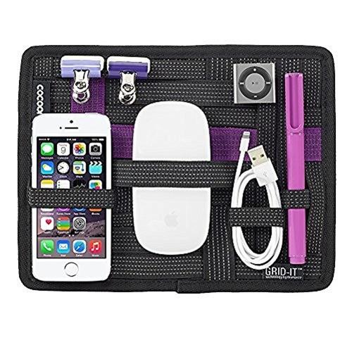Cocoon GRID IT! Small Accessory Organizer - Purple | Travel & Car Storage for Cables, Chargers & Small Items | Compact Organizer for Tech Accessories & Office Supplies