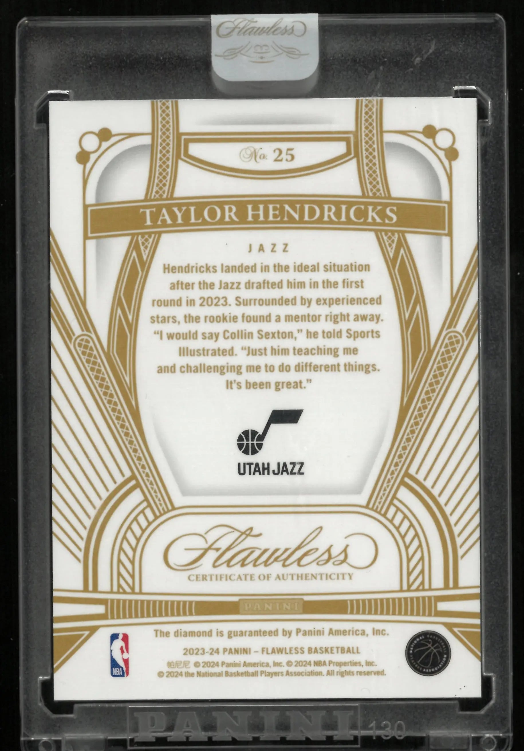 2023-24 Flawless Basketball Taylor Hendricks Rookie Card RC Bronze Diamond Relic /20 - Rare Collectible for NBA Fans & Sports Memorabilia Enthusiasts