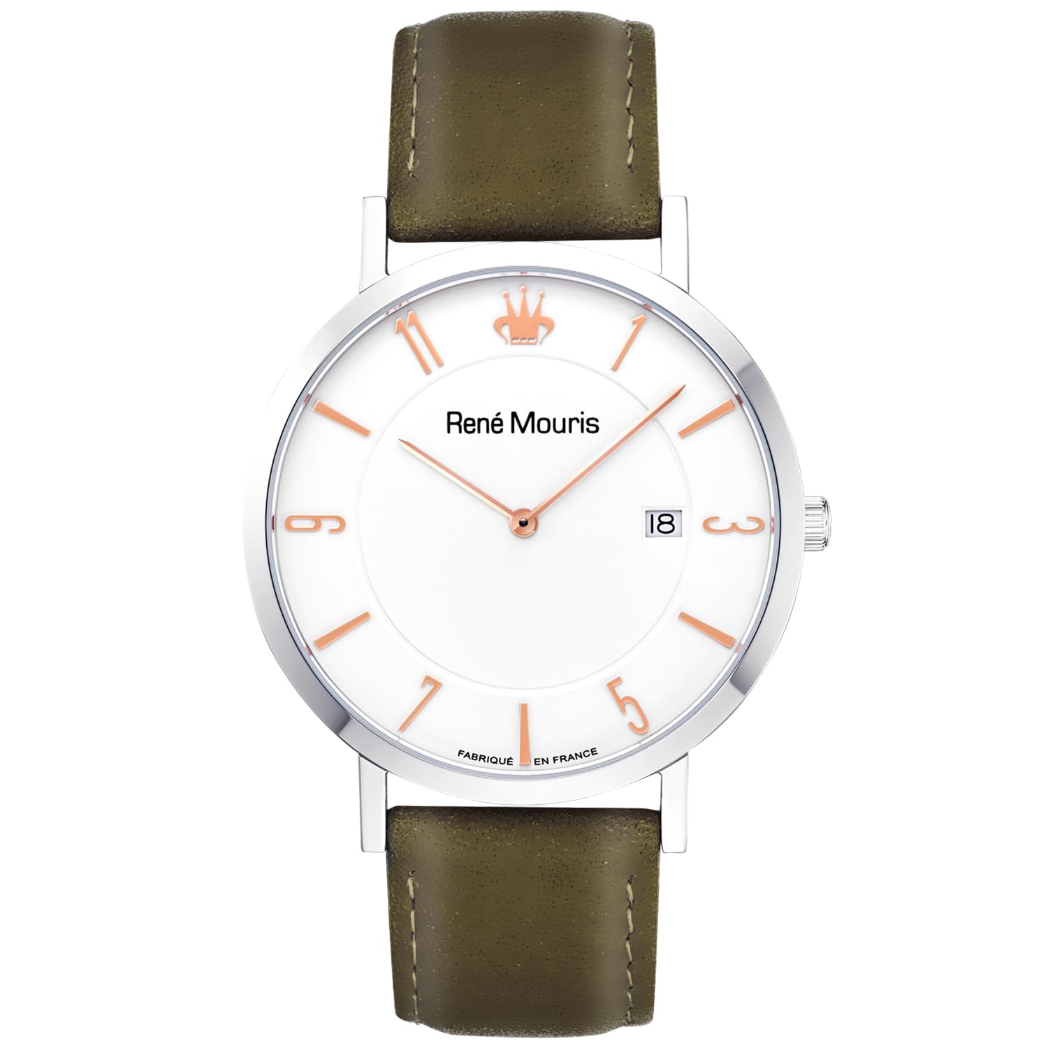 René Mouris L'Emporter Men's Luxury Quartz Watch - 41MM 316L Stainless Steel Case, Sapphire Coated Crystal, 50M Waterproof & Italian Leather Strap - Elegant Dress Watch for Business, Office & Formal Occasions