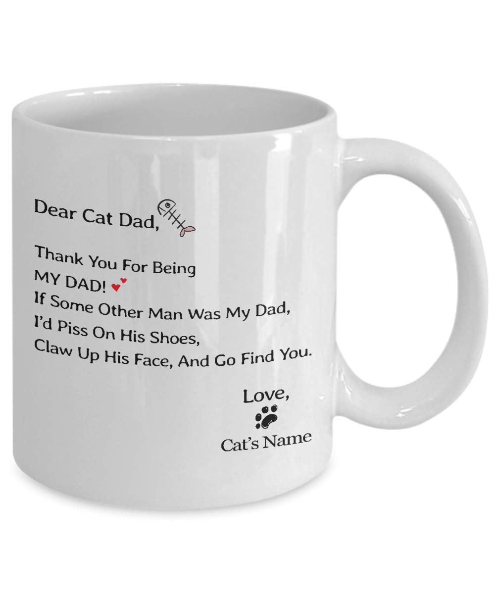 Custom Personalized Dear Cat Daddy Coffee Mug - 11oz Funny Cat Lover Gift with Custom Pet Photo - Perfect for Father's Day, Birthday & Cat Dad Appreciation