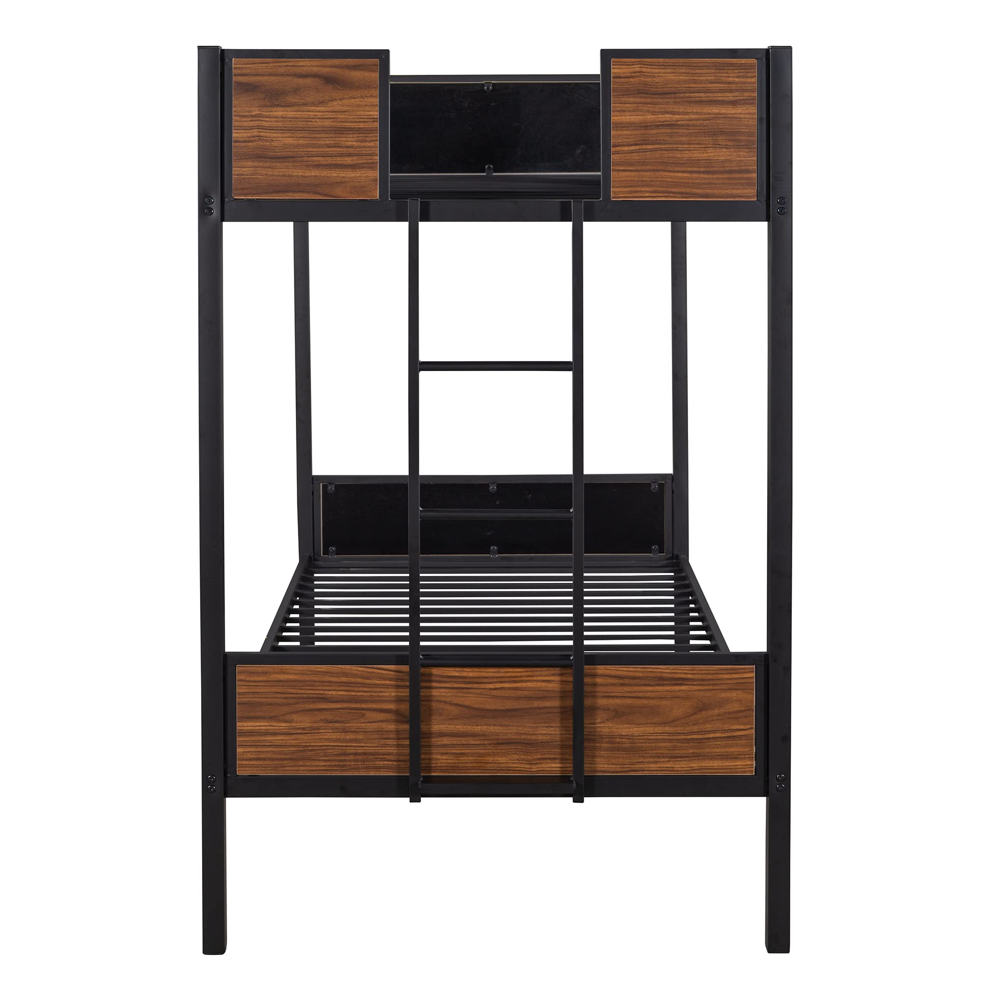 Modern Twin-Over-Twin Metal Bunk Bed with Safety Rail & Ladder - Sturdy Steel Frame Bunk Bed for Kids, Teens & Adults - Perfect for Small Bedrooms, Dorm Rooms & Guest Rooms