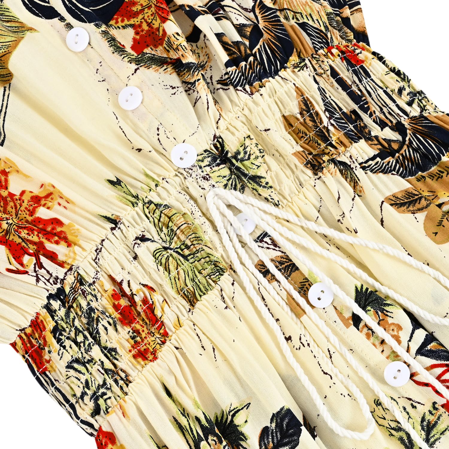 Floral Maxi Dress for Women - Button Up Front with Side Slit & Flowy Print - Perfect for Parties, Weddings & Summer Vacations