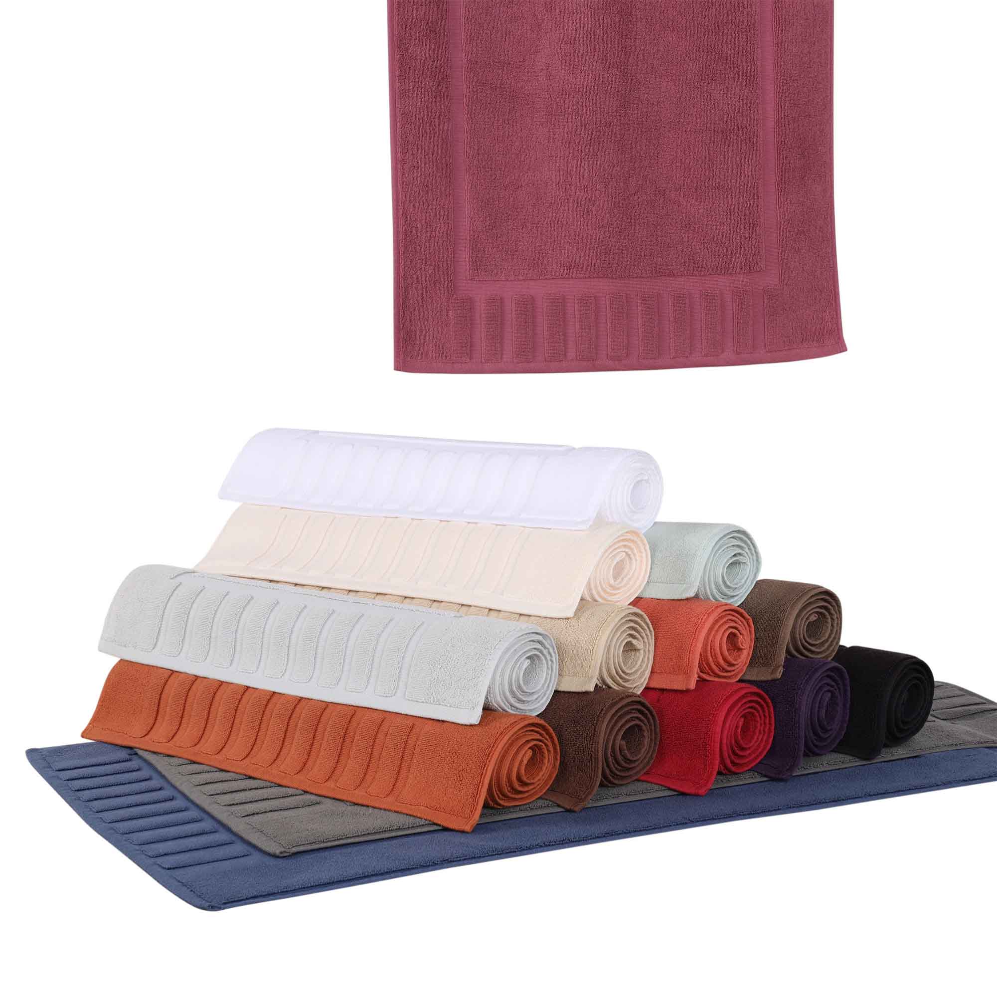 Premium Cotton Modern Geometric Border Absorbent Bath Mat Set of 2 - Non-Slip Soft Bathroom Rug for Bathroom Floor, Shower, Vanity Area - Home Decor Essentials