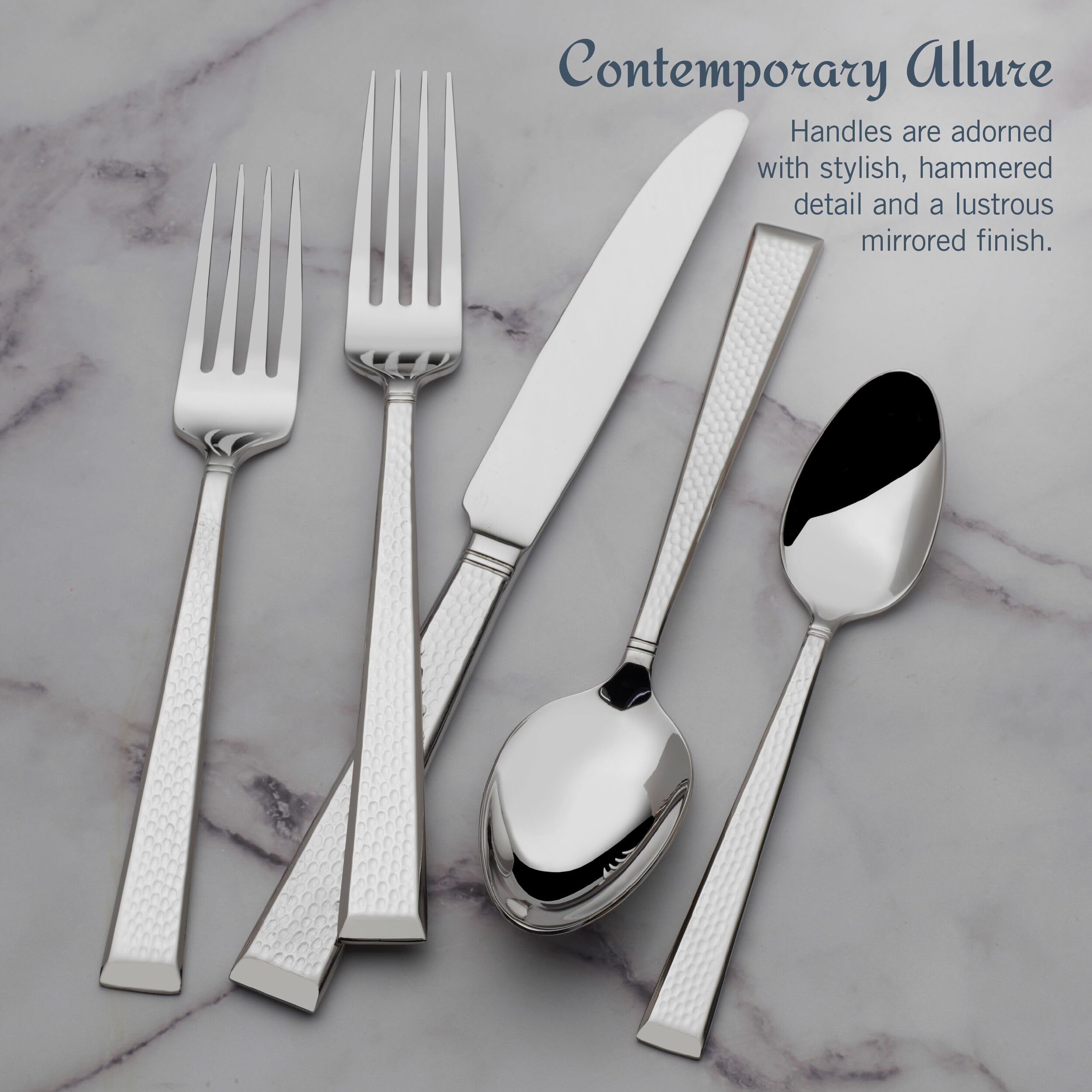 Premium Mikasa Kyler 65-Piece 18/10 Stainless Steel Flatware Set for 12 - Elegant Silverware with Serving Utensils - Perfect for Dinner Parties, Weddings & Formal Dining
