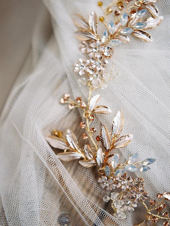MARGEAUX Silver Leaf Bridal Halo Headpiece - Elegant Wedding Hair Accessory for Brides, Bridesmaids & Special Occasions