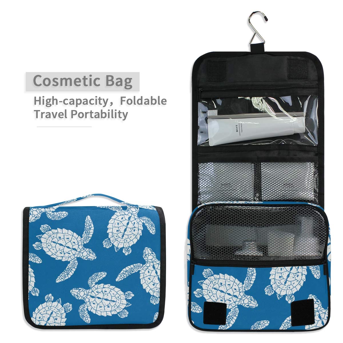 Waterproof Travel Toiletry Bag - Sea Turtle Cosmetic Pouch for Women, Perfect for Beach Trips & Showers