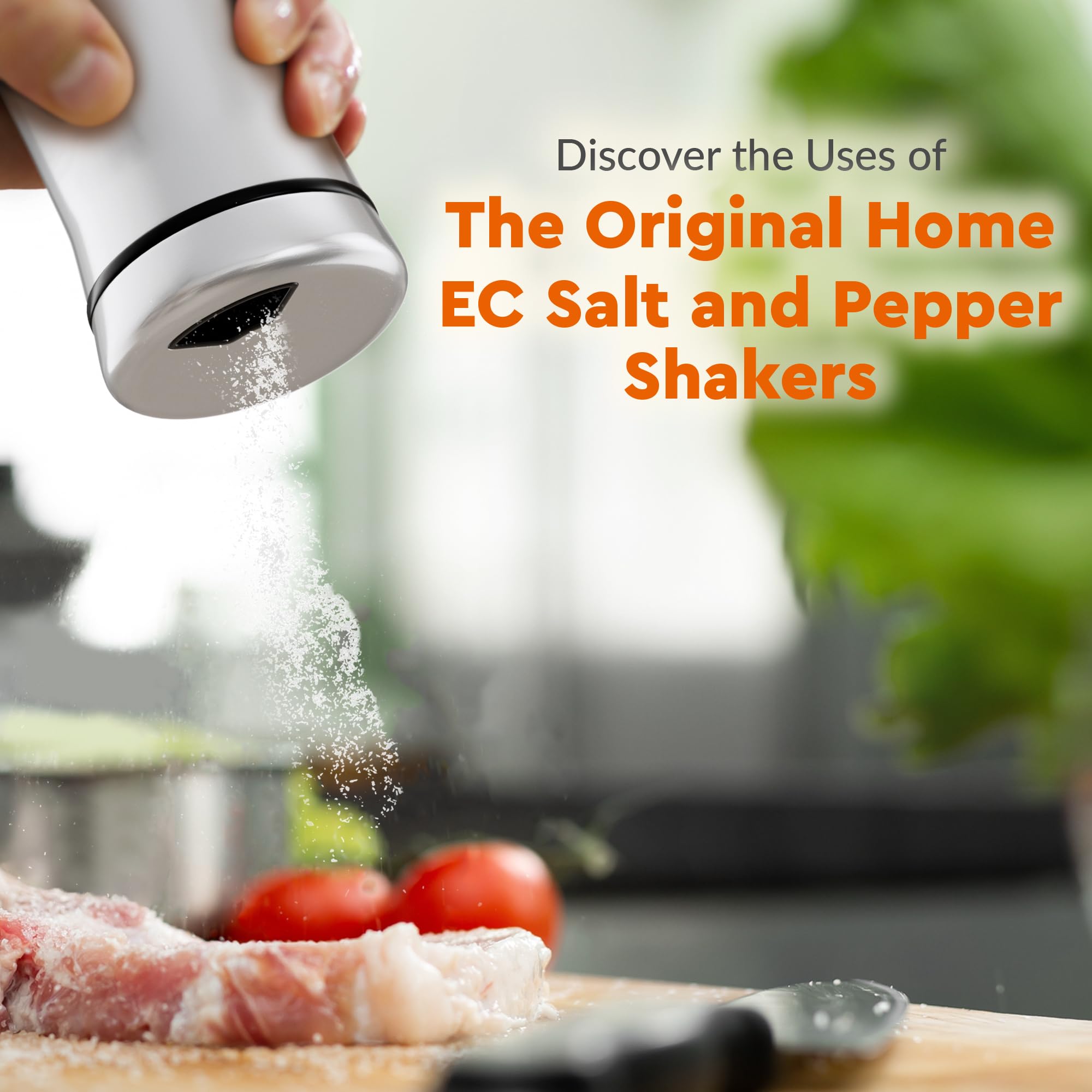 Premium Glass & Stainless Steel Salt and Pepper Shakers Set with Adjustable Pour Holes - Farmhouse Style Spice Dispenser for Salt, Ground Peppercorn & Seasonings - Perfect for Kitchen, Dining Table & Outdoor BBQ