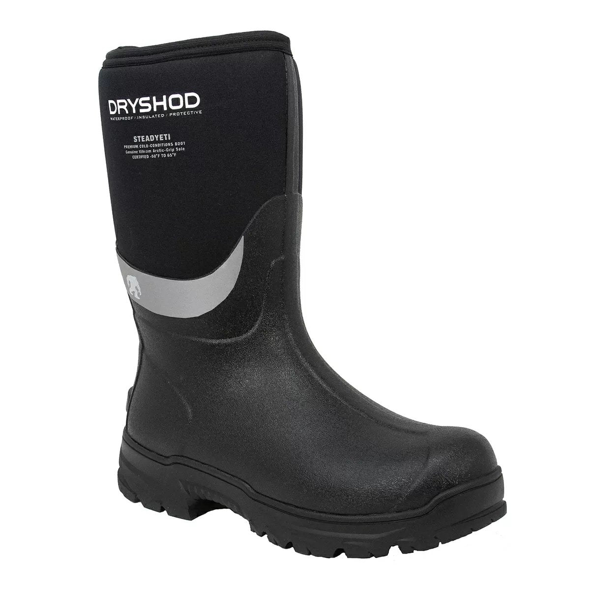 DRYSHOD® SteadYeti Mid Boots - Waterproof Winter Snow Boots for Men & Women, Insulated Cold Weather Hiking Boots with Non-Slip Sole - Perfect for Snowshoeing, Ice Fishing & Outdoor Adventures (Black)