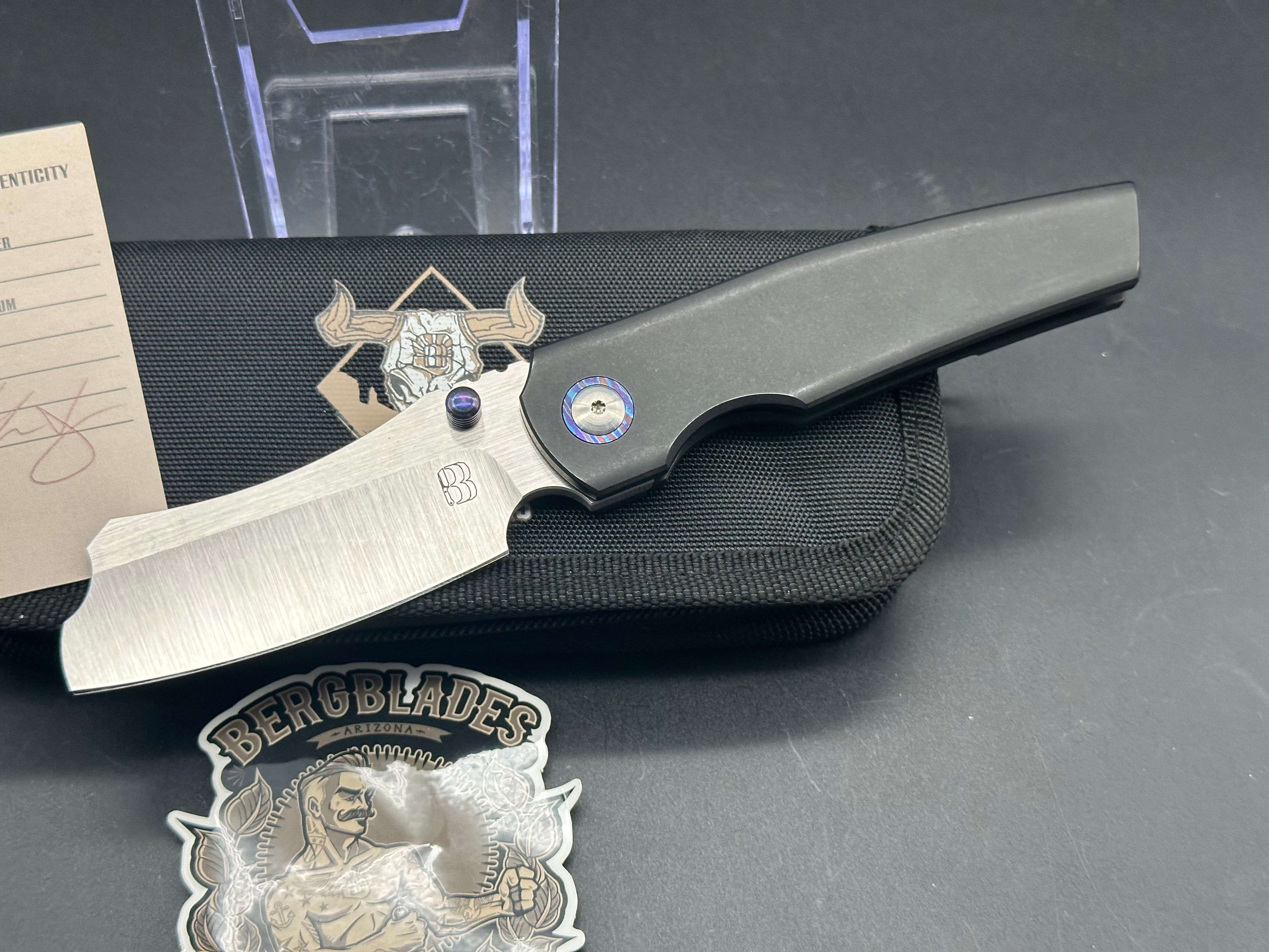 Premium Berg Barber M390 Folding Knife with Zirconium Scales, Thumb Studs & Back Spacer - Limited Edition 41/50 - EDC, Outdoor Survival & Collectors Knife