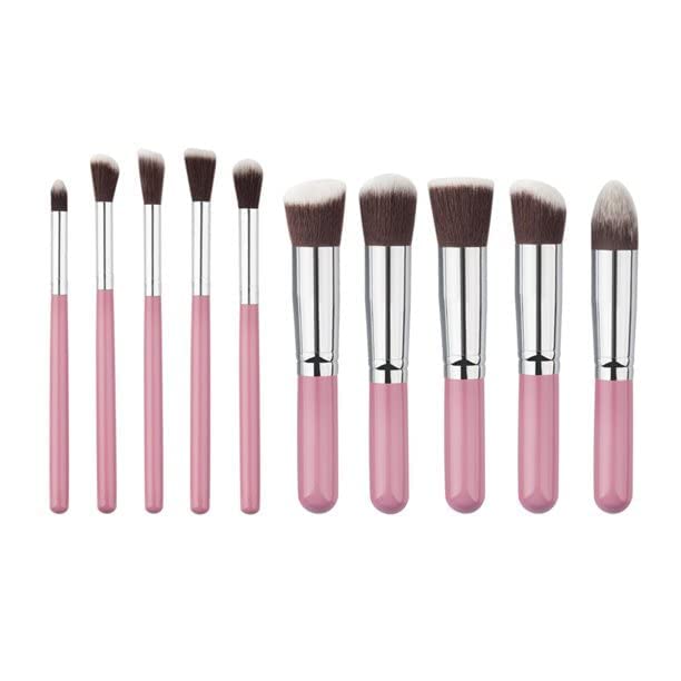 Professional 10-Piece Women's & Girls' Makeup Brush Set - Foundation, Blending, Blush, Eyeliner & Powder Brushes (Silver Pink) - Perfect for Daily Makeup, Contouring & Professional Makeup Artist Kit