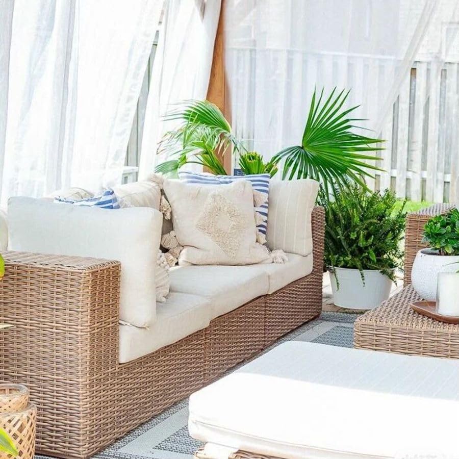 Sqodok 24x22 Inch Waterproof Outdoor Cushion Covers - 4 Pack Patio Furniture Replacement Covers for Wicker Chairs (Ivory) - Perfect for Backyard, Deck, Garden & Poolside Seating