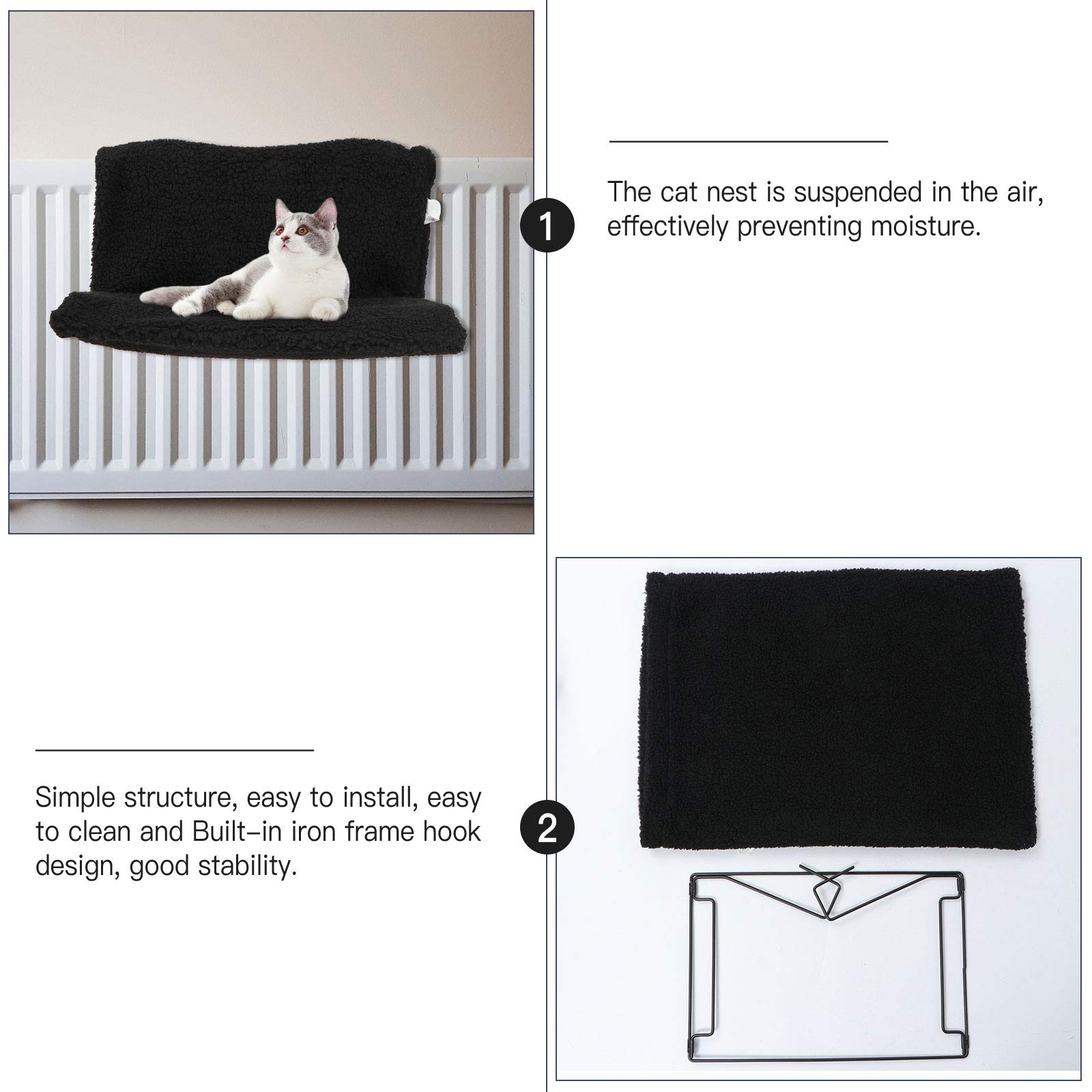 ULTECHNOVO Heated Cat Hammock Bed - Plush Small Pet Hanging Cage, Radiator Mat for Cats & Small Animals - Cozy Window Perch with Embroidered Polyester Fabric - Perfect for Winter Warmth & Relaxation