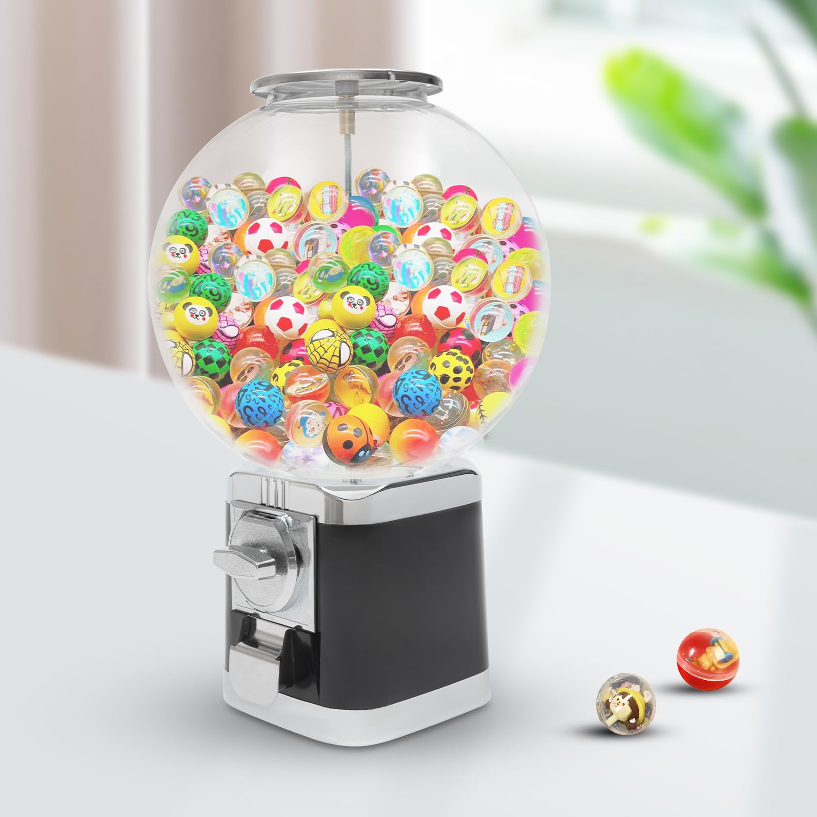 **Black Mini Candy Gumball Vending Machine - $1 Toy & Capsule Dispenser for Business, Parties & Home Use**