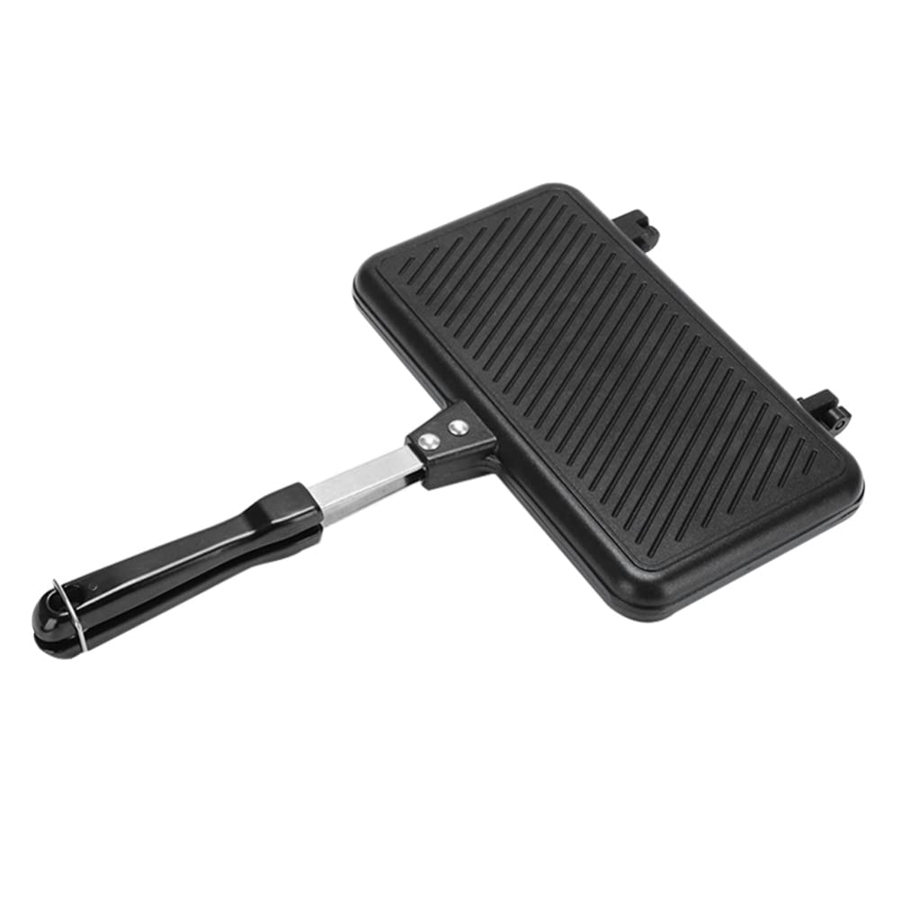 DOITOOL Non-Stick Double-Sided Grill Pan - Waffle Maker & Sandwich Press for Breakfast, Panini, Cake Toast | Perfect for Home Cooking, Camping & Quick Snacks
