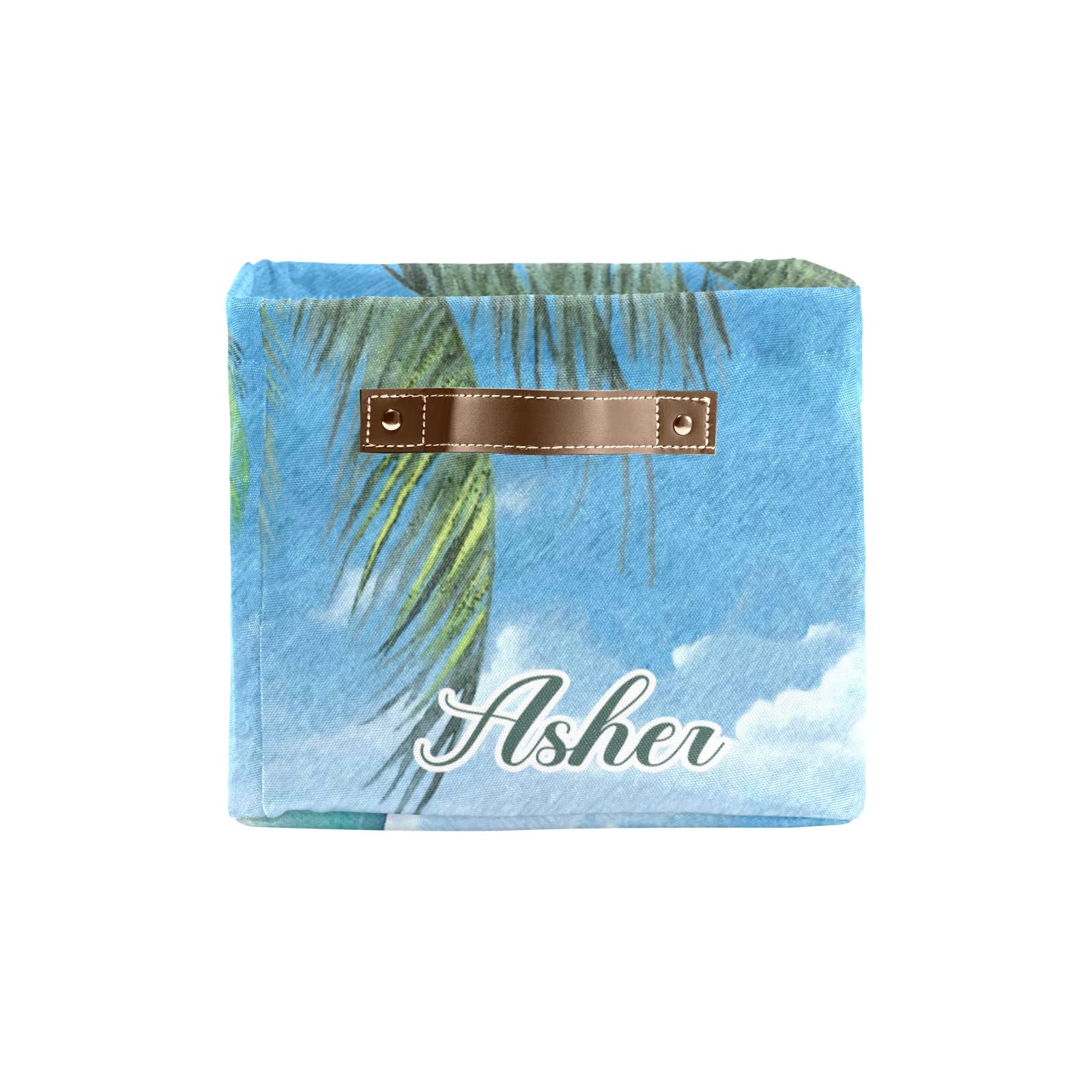 Personalized Large Storage Baskets with Handles - Tropical Beach Vacation Theme - Organize Shelves, Closet, Bathroom, Nursery & Home Decor - Perfect for Toys, Linens & Home Organization (1 Pack) - Great for Beach House Decor, Kids' Room Storage & Bathroom Organization