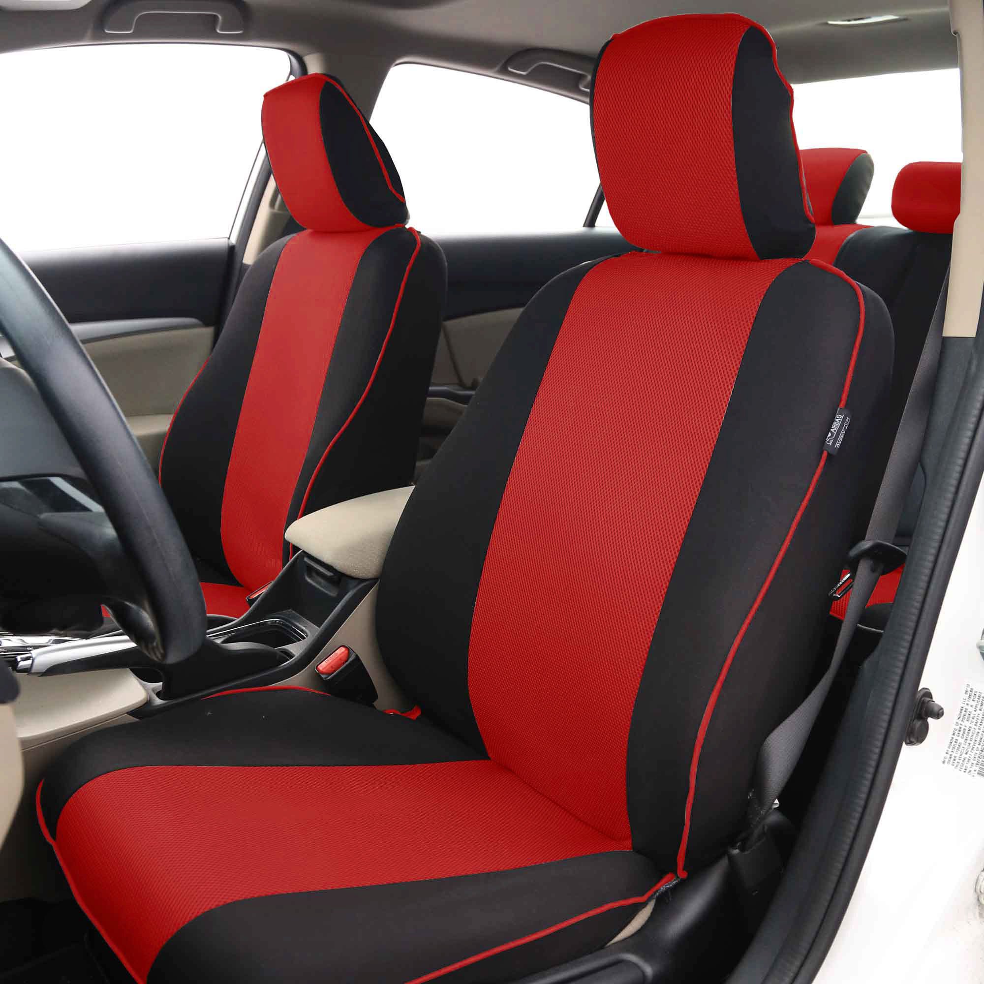 TLH Automotive Seat Covers with Edgy Piping - Red Universal Fit Front Seat Covers (Airbag Compatible) | Car Seat Protectors for Cars, Trucks & SUVs | Perfect for Daily Commute, Road Trips & Interior Protection