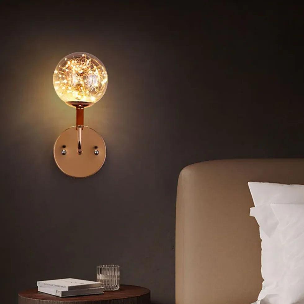 Decorative Glass Ball Filament LED Wall Lights for Bedroom - Elegant Ambient Lighting for Home Decor, Living Room, and Dorm