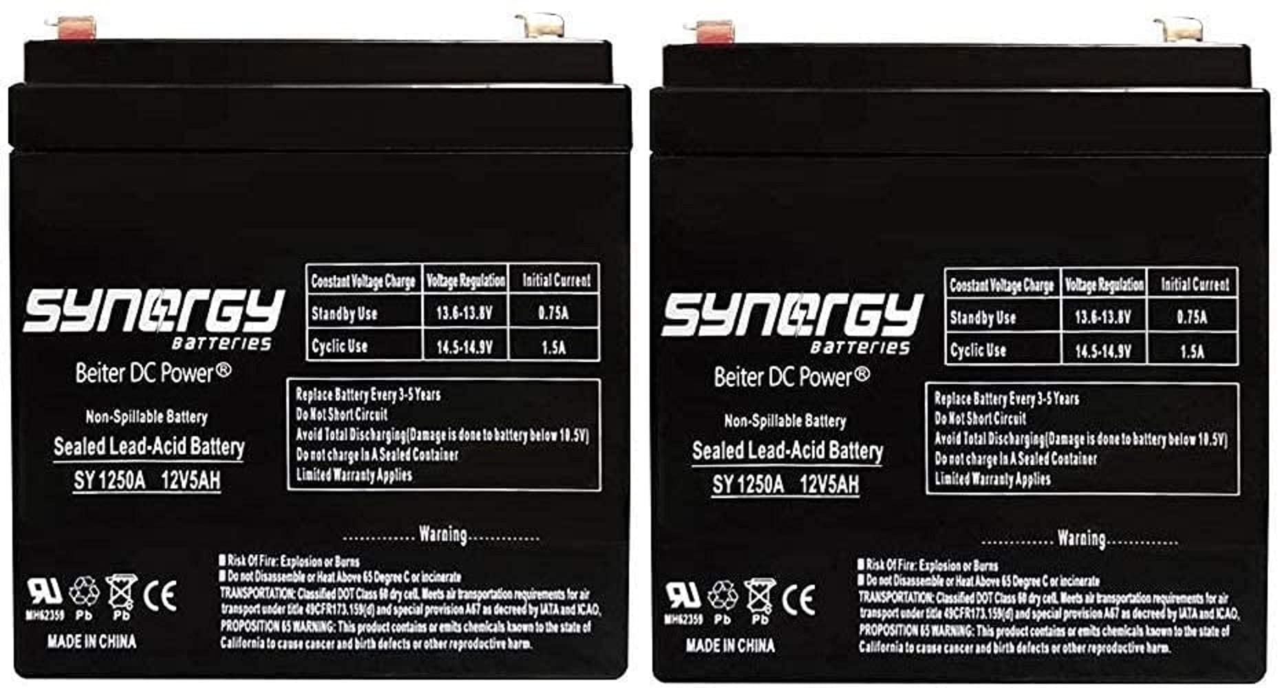 Set of 2 Razor E175 12V 5Ah SLA Replacement Scooter Batteries - Compatible with Razor E175 Electric Scooter - Perfect for Commuting, Campus Travel & Neighborhood Rides