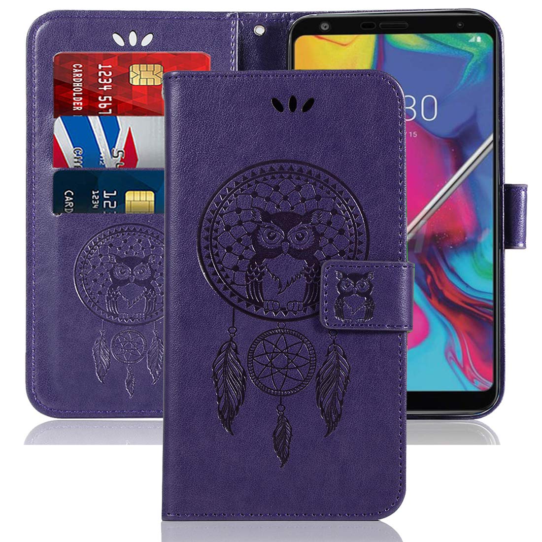 Premium PU Leather Wallet Flip Case for LG Stylo 5 (2019) - Protective Phone Cover with Card Slots, Wrist Strap & Kickstand | Purple Luxury Design | Perfect for Work, Travel & Everyday Use